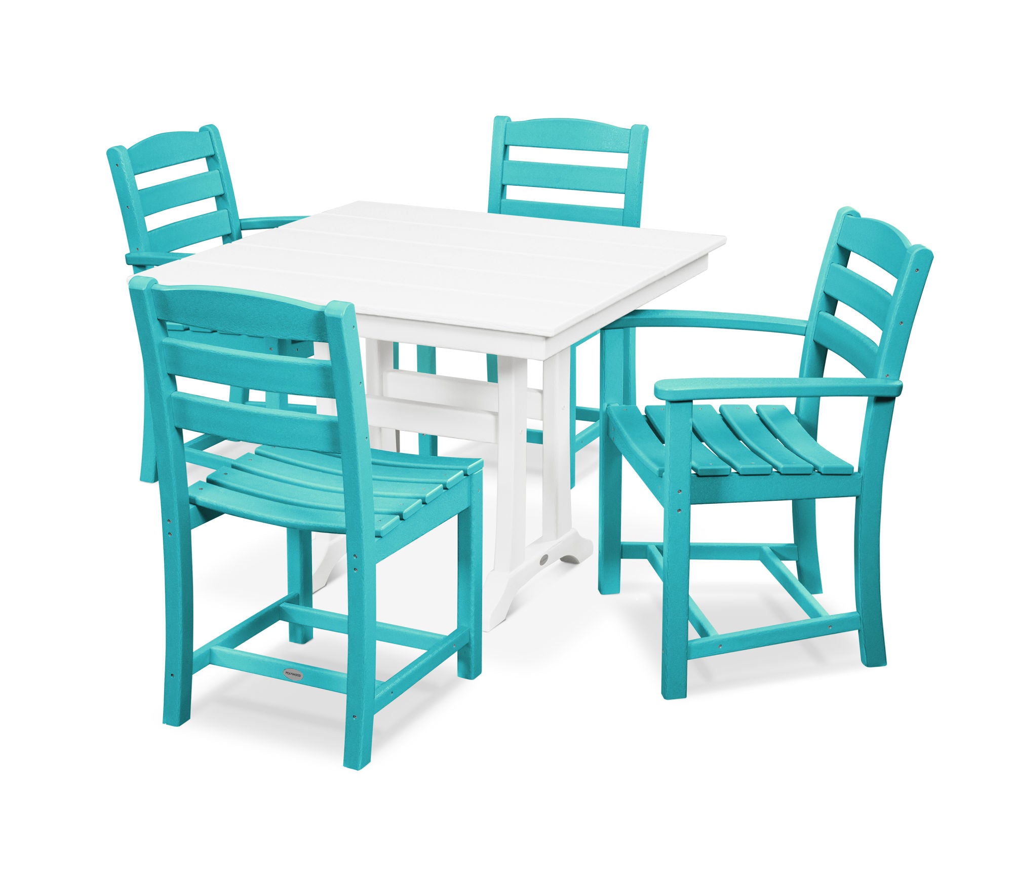 POLYWOOD La Casa Café 5-Piece Farmhouse Trestle Dining Set - Outdoor Patio Furniture for Garden, Backyard, and Poolside Dining