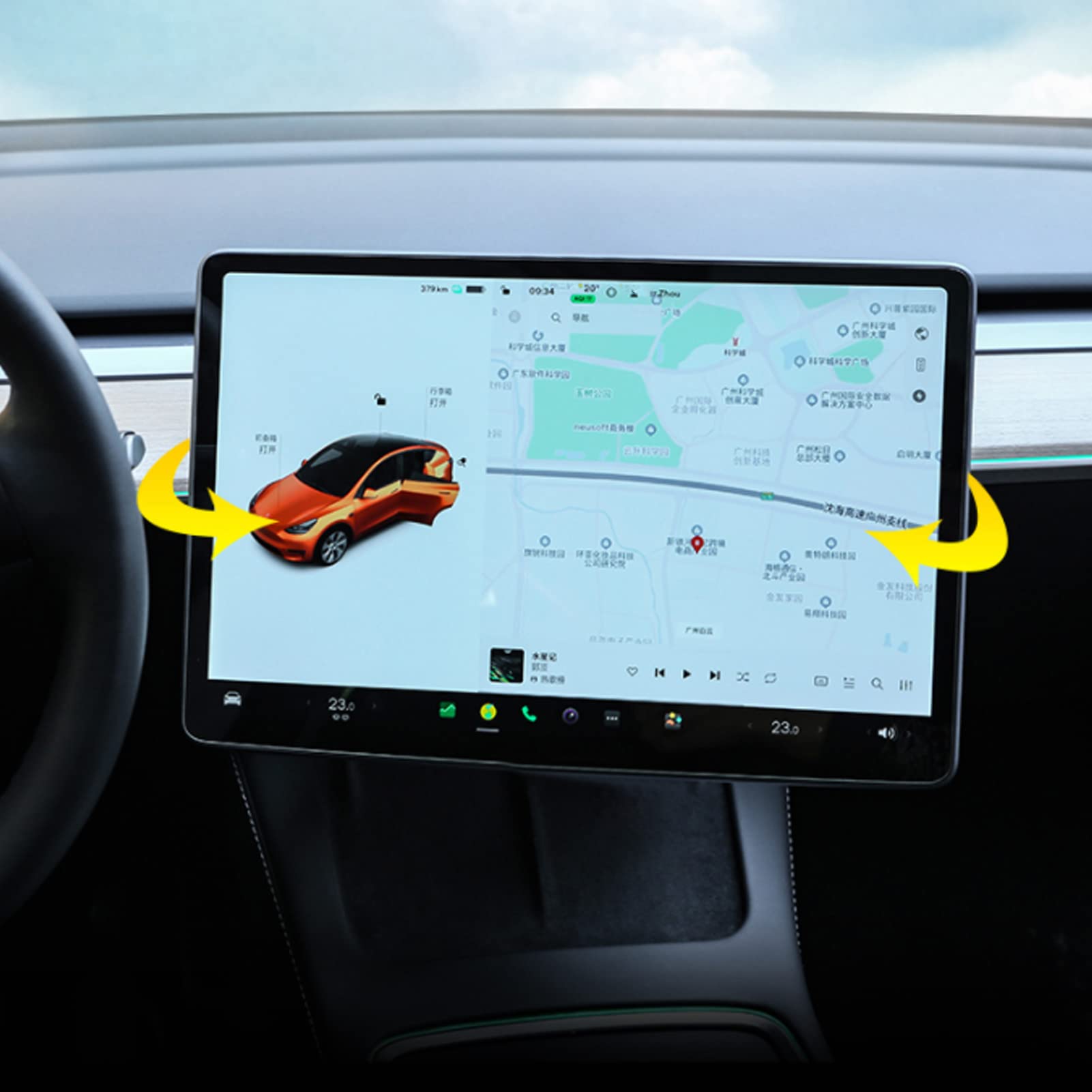 Qiilu 360° Rotating Center Console Screen Mount Holder for Tesla Model 3 & Y - Car Dashboard GPS Navigation Swivel Stand (Perfect for Road Trips & Daily Commuting)