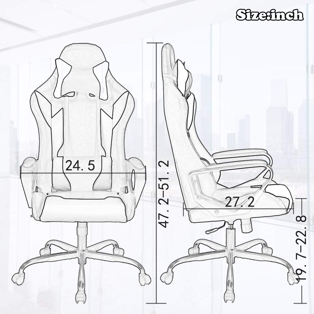 Ergonomic Office Gaming Chair with Lumbar Support - Adjustable Swivel Rolling Computer Desk Chair for Home & Work Use