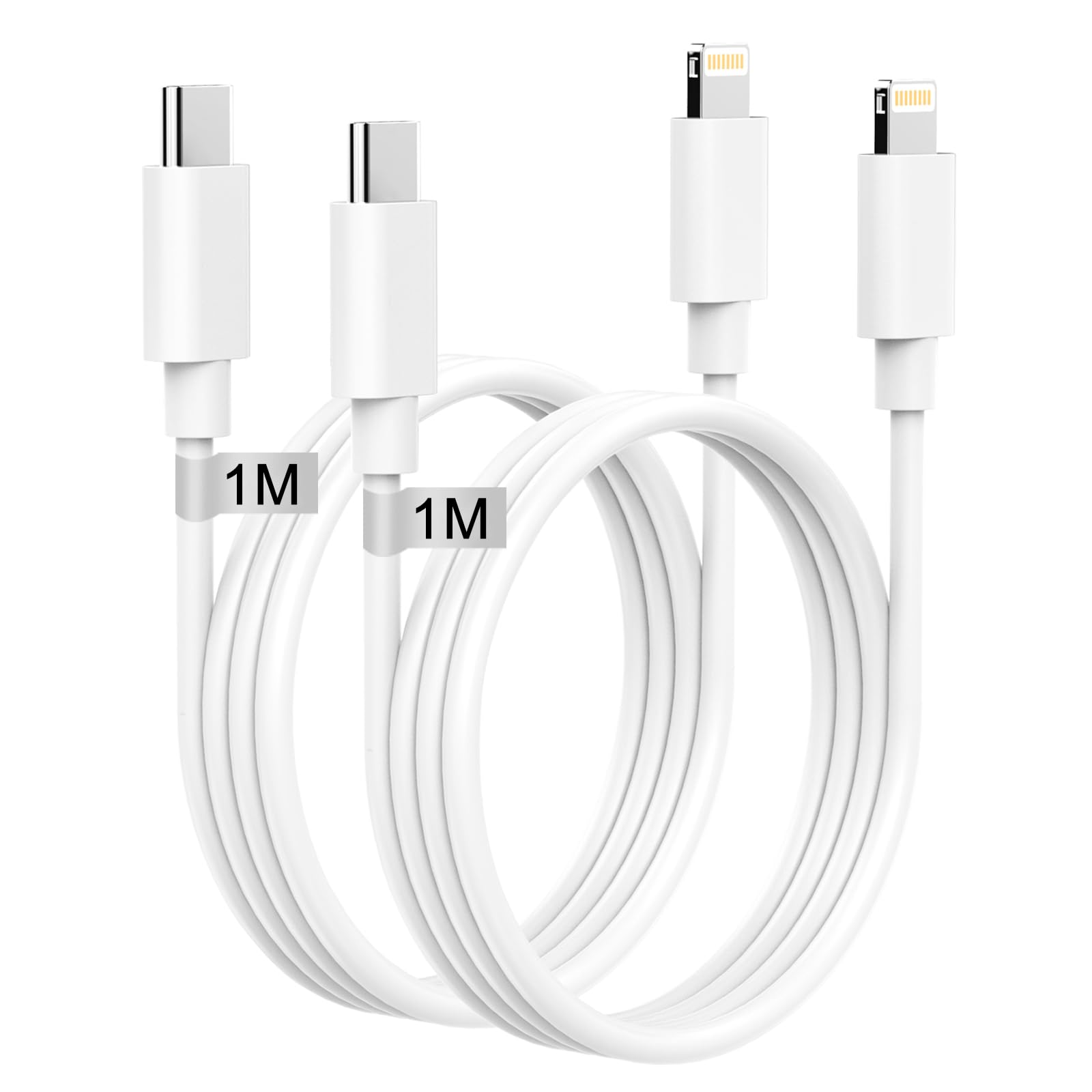 MFi Certified USB C to Lightning Cable 1M 2Pack - Fast Charging Cable for iPhone 14/13/12/11 Pro Max/XS/SE/8 - Durable Type C to Lightning Charger for Home, Office & Travel