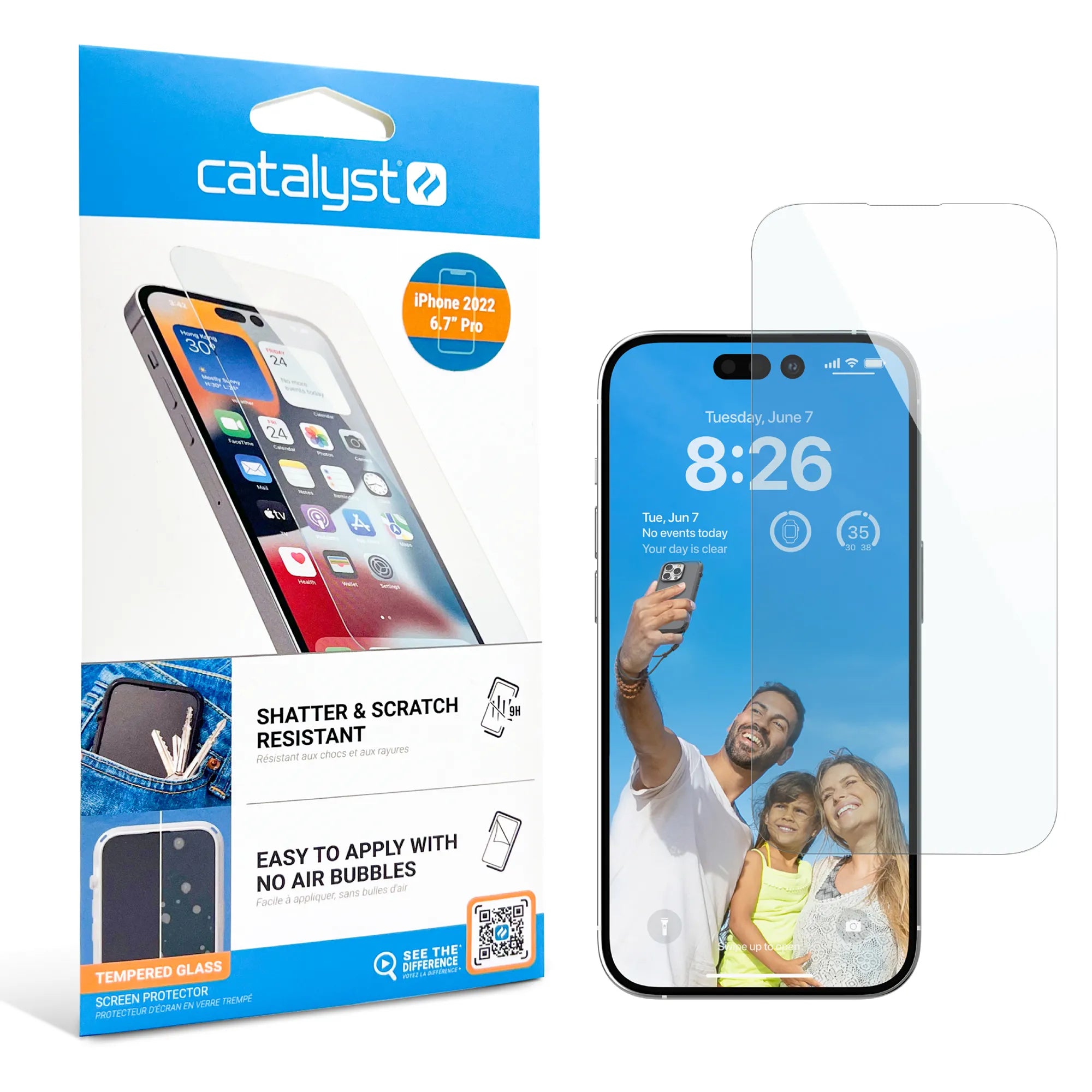 iPhone 14 Pro Tempered Glass Screen Protector - 9H Hardness, Anti-Scratch, Bubble-Free - Perfect for Everyday Protection & Gaming