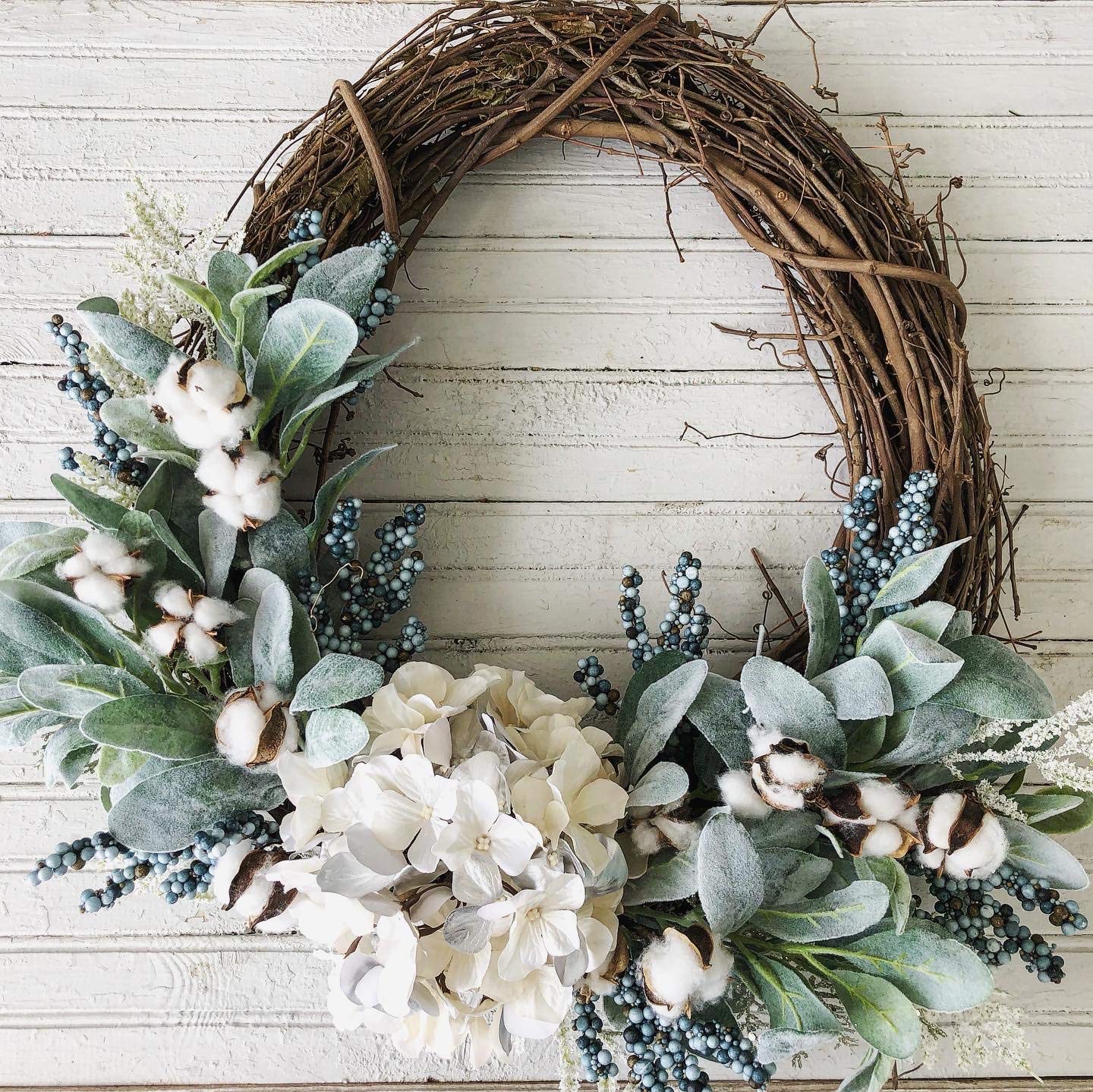 Beautiful Floral Wreath for Spring - Farmhouse Rustic Decor for Front Door, Wall, Wedding & Home Decoration by The Brighter Side