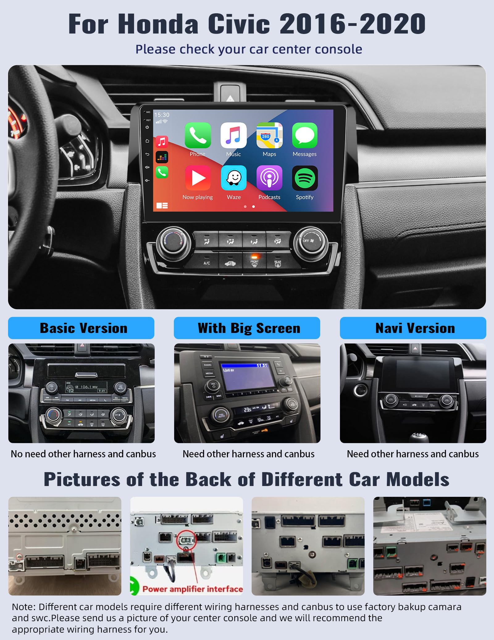 Android 13 Car Stereo Radio for Honda Civic 2016-2020 | Wireless CarPlay & Android Auto | 2GB RAM 64GB ROM | Bluetooth FM GPS WiFi HiFi | Perfect for Commuting & Road Trips