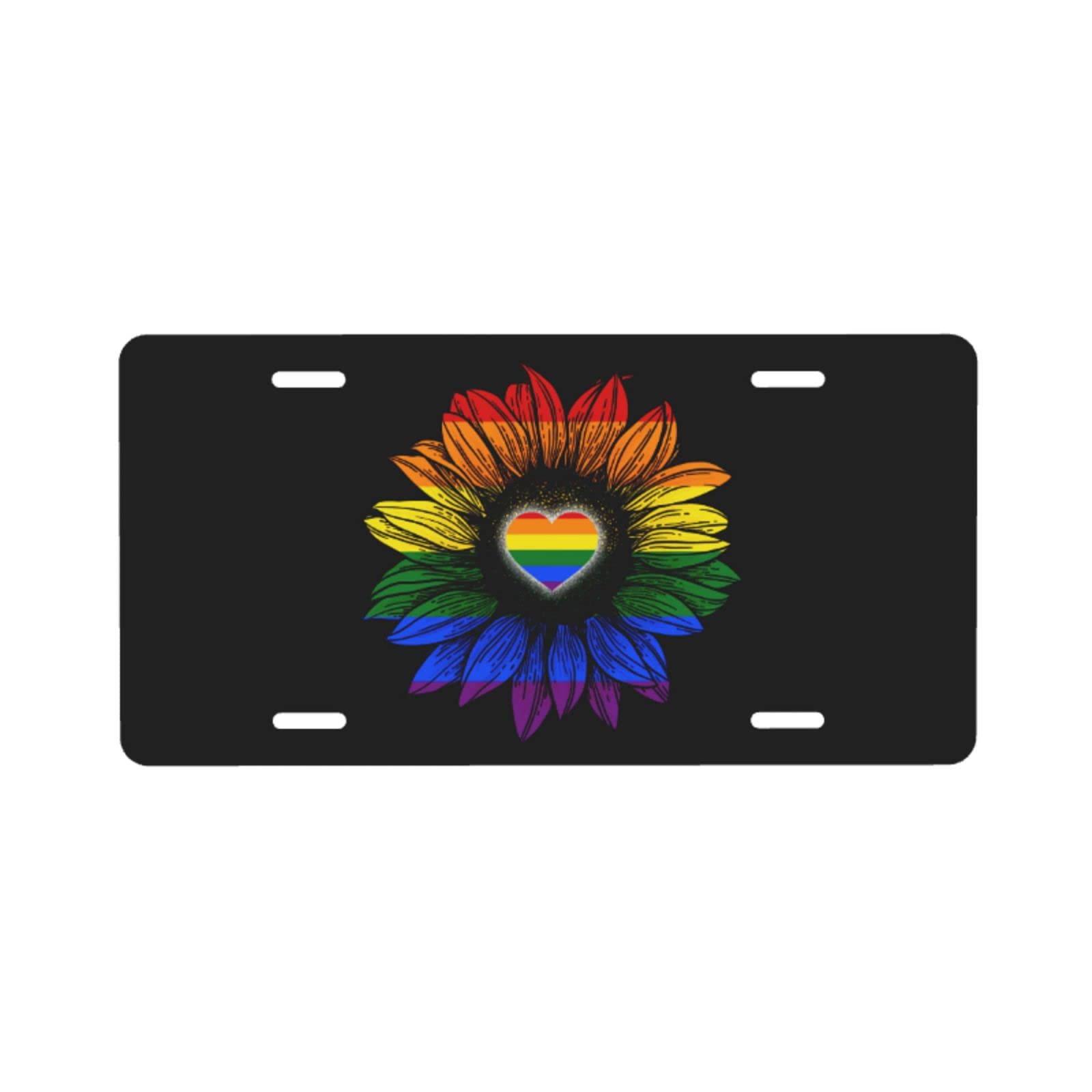 LGBTQ+ Pride Rainbow Flag Heartbeat Car Front License Plate - 6x12 Inch Aluminum Vanity Tag for Cars, Trucks & Vans - Gay Pride Decorative Metal Plate with 4 Holes - Perfect for Pride Parades, LGBTQ+ Events & Personal Expression