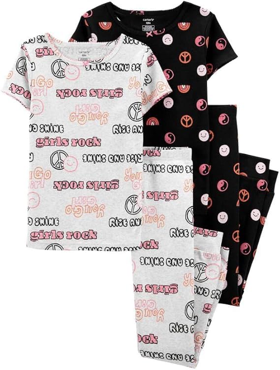Carter's Baby Girls 4-Piece Cotton Outfit Set | Soft & Comfortable Toddler Clothes | Perfect for Playtime, Daycare & Family Photos