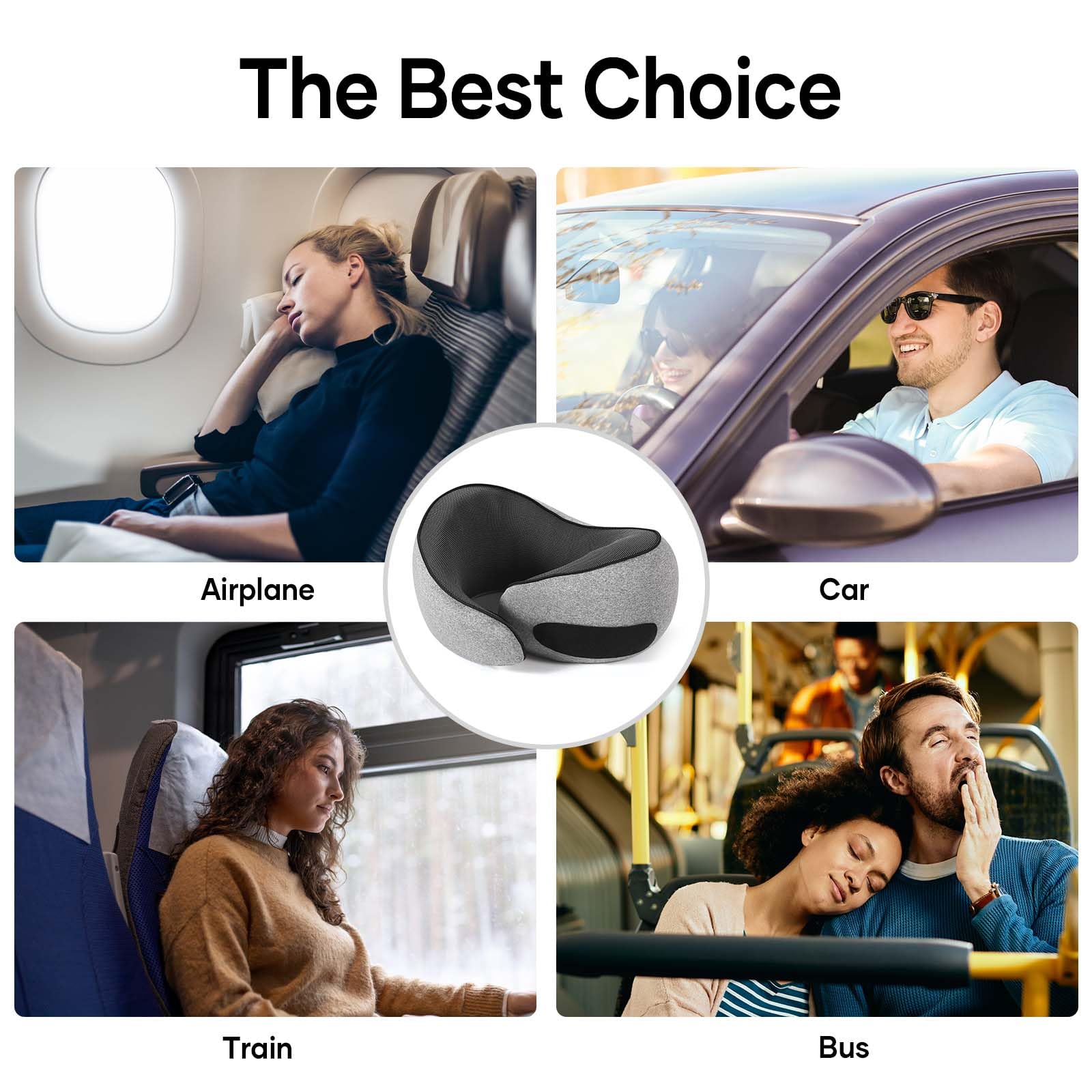 NOCRLG Memory Foam Travel Pillow for Airplanes & Cars - 360° Head Support Neck Pillow for Long Flights & Road Trips - Breathable & Comfortable Sleeping Essential for Travelers