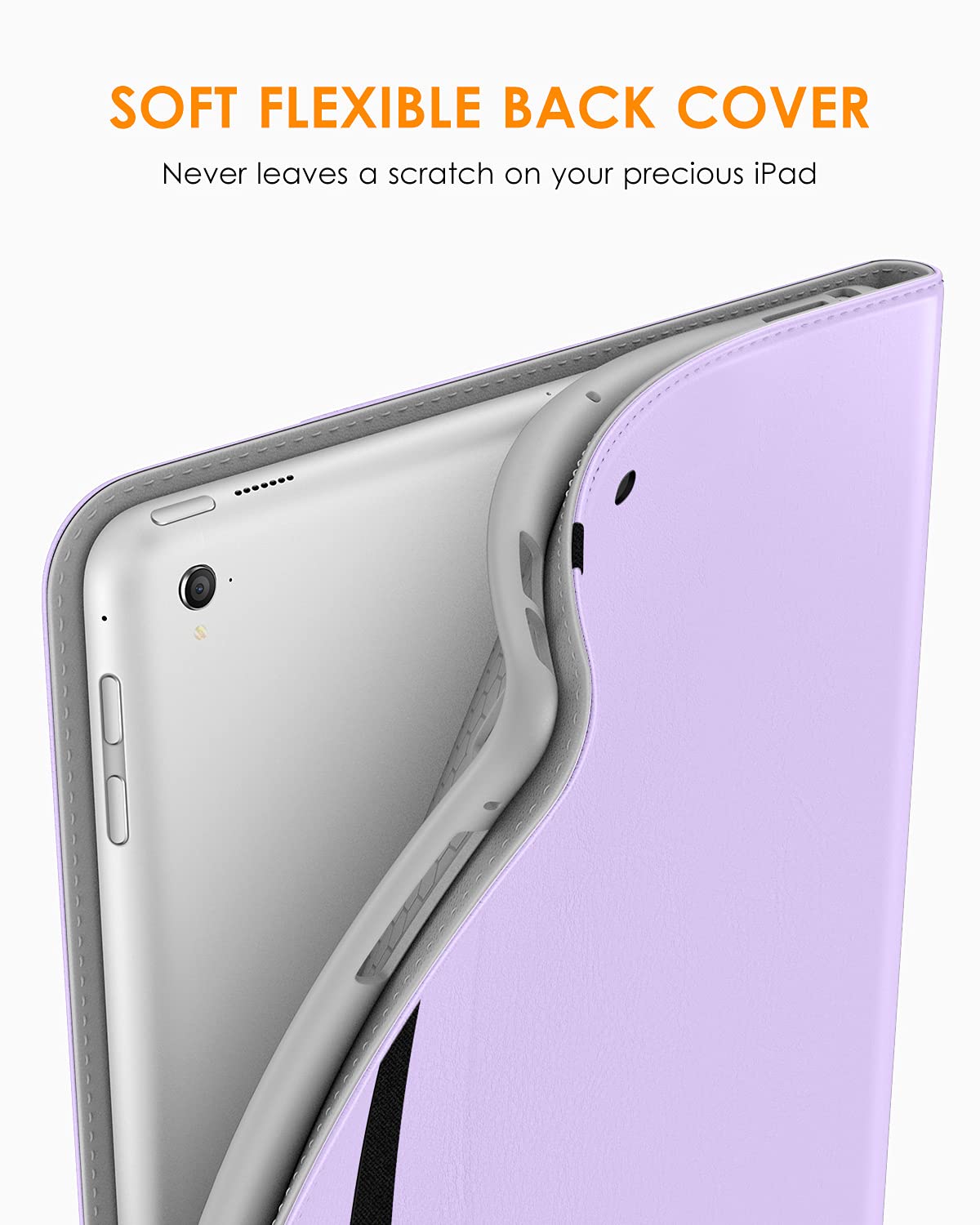 Premium Leather Folio Stand Cover Case for iPad 9.7 Inch (5th/6th Gen 2018/2017 & iPad Pro 9.7/Air 2/Air) with Apple Pencil Holder - Lavender | Slim Protective iPad Case for Work, School & Travel