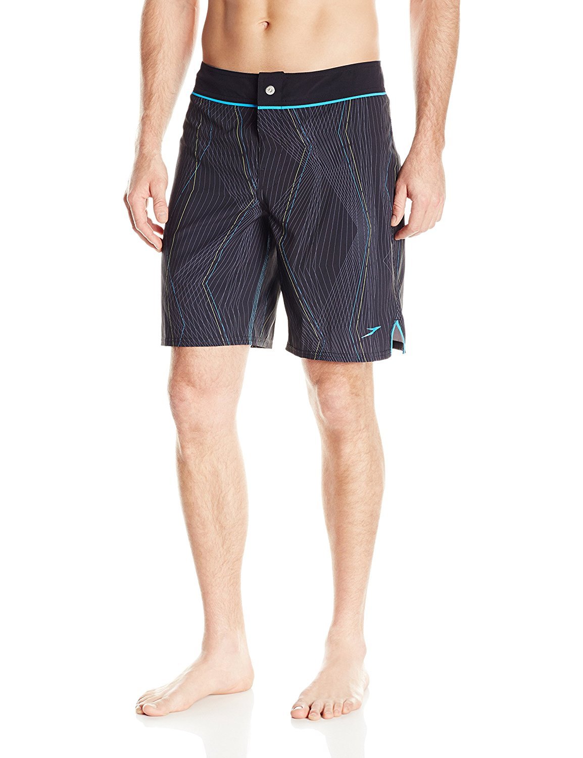 Speedo Men's Laser Lines Quick-Dry Swim Trunks - Packable, Lightweight & Comfortable Board Shorts for Swimming, Surfing & Beach Vacations