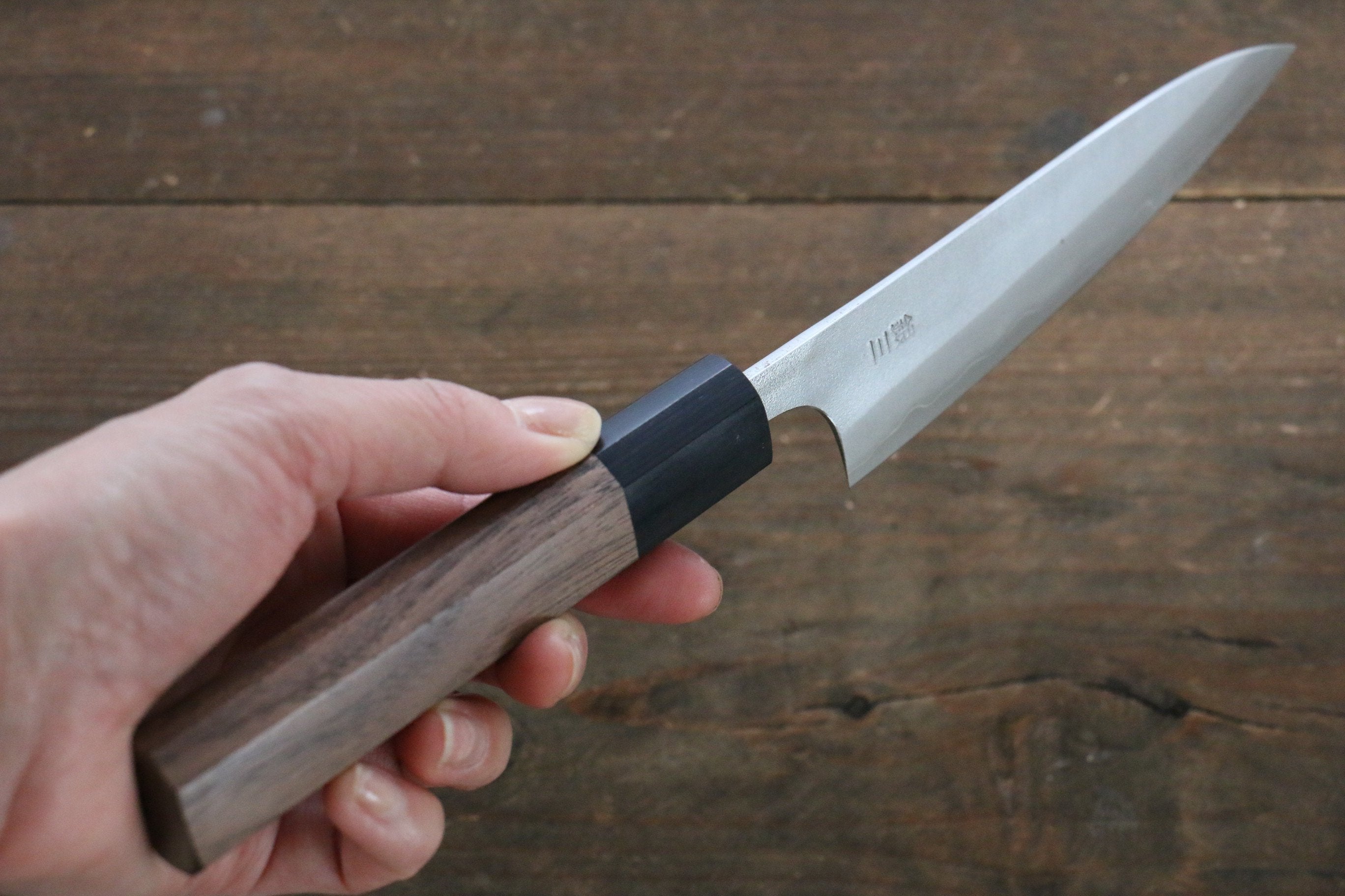 Nao Yamamoto 120mm Silver Steel No.3 Nashiji Petty Utility Knife with Walnut Handle - Perfect for Slicing, Chopping & Precision Kitchen Tasks