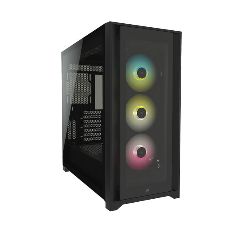Corsair iCUE 5000X RGB Tempered Glass Mid Tower PC Case - Black | High Airflow ATX Gaming Computer Case with 3 RGB Fans | Perfect for Gaming Rigs & Streaming Setups