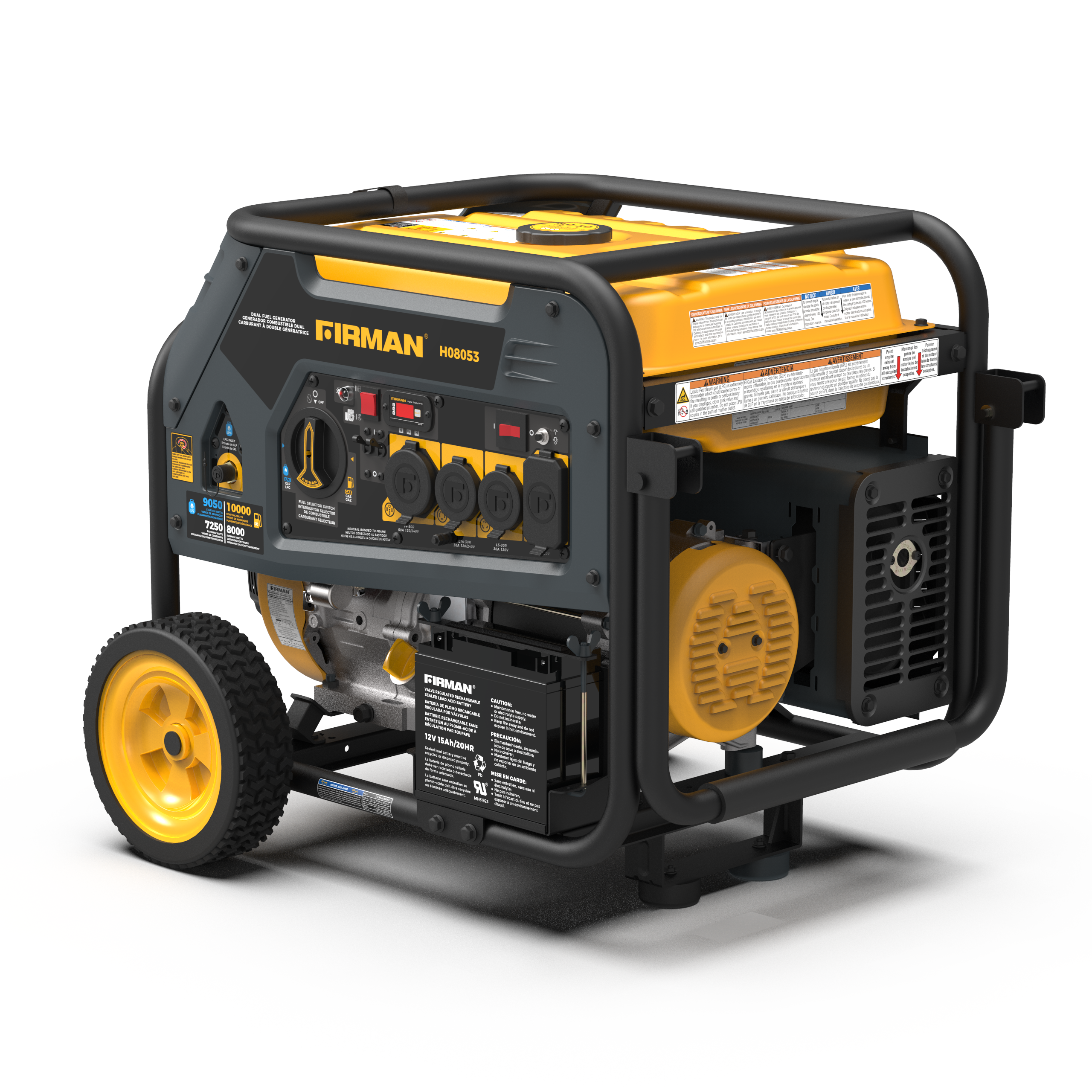 8000W Dual Fuel Portable Generator with Electric Start - 120V/240V for Camping, Home Backup & Outdoor Power Supply
