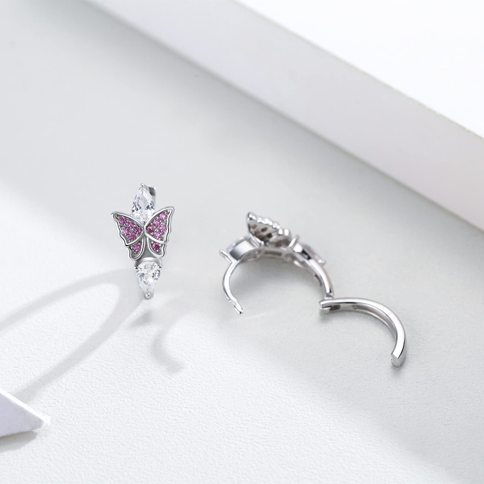 Sterling Silver CZ Butterfly Drop Dangle Earrings for Women - Elegant Butterfly Jewelry Gift for Her, Perfect for Parties, Weddings & Everyday Wear