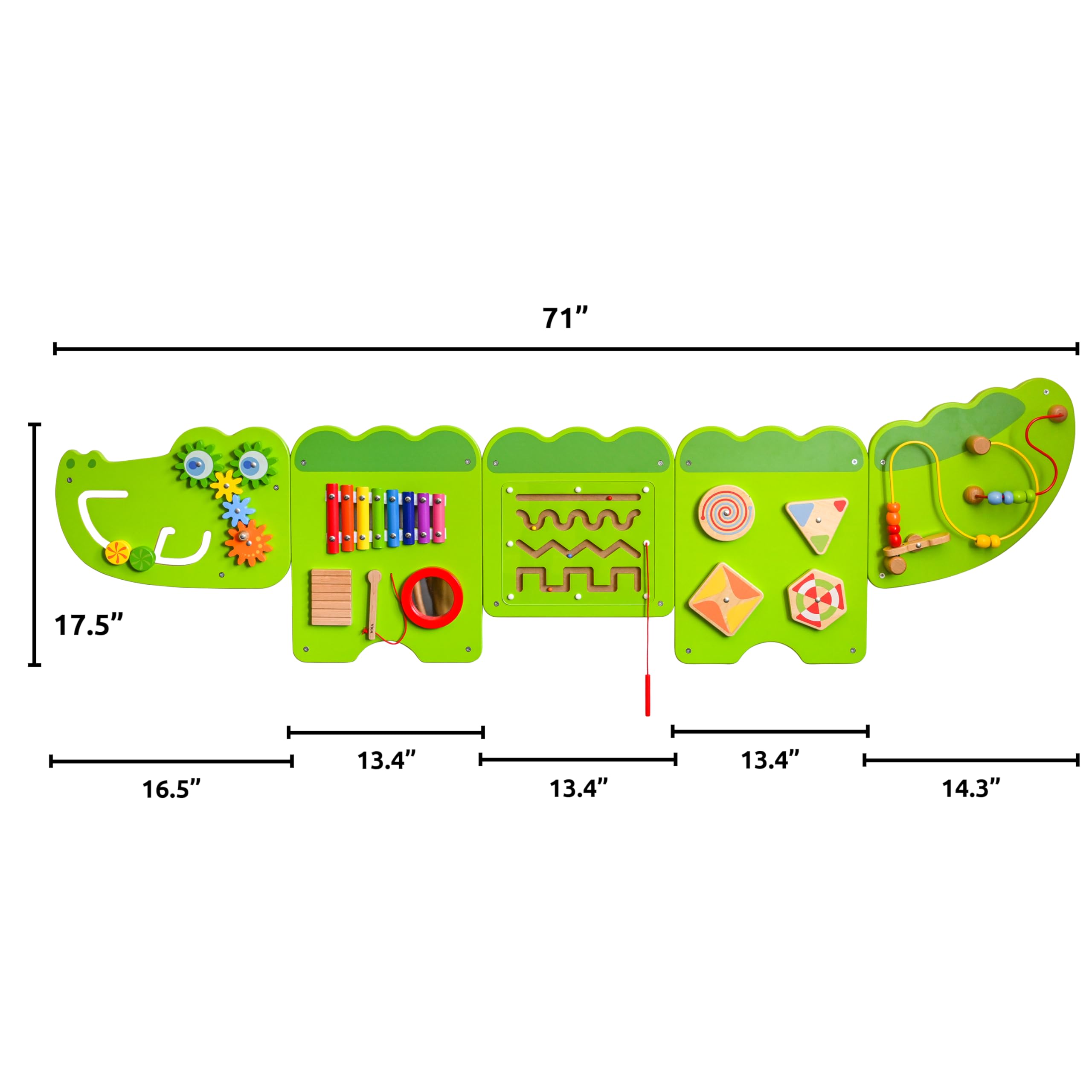 SPARK & WOW Crocodile Activity Wall Panel - Montessori Sensory Toy for Toddlers 18 Months+ with 9 Educational Activities | Light Green Busy Board for Kids | Perfect for Daycare, Preschool & Home Playrooms