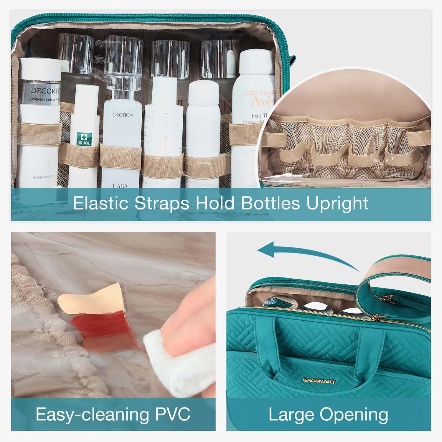 Waterproof Travel Makeup Organizer Bag - Portable Cosmetic Case for Women, Perfect for Airplane Carry-on & Vacation Essentials Storage