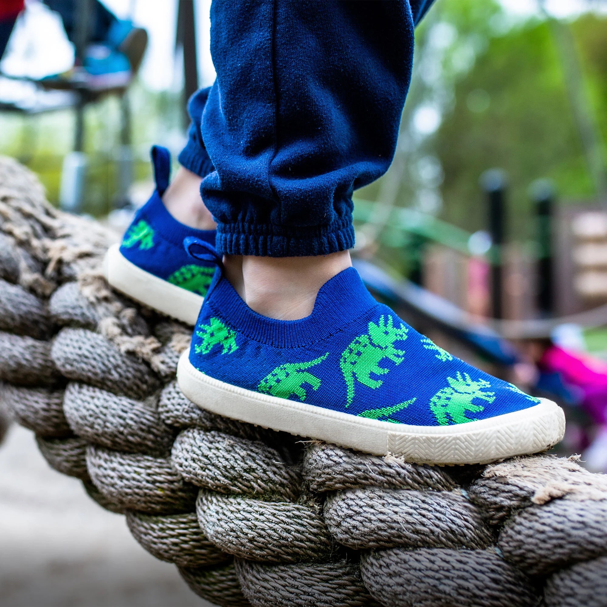 Jan & Jul Triceratops Graphic Knit Toddler Shoes - Soft & Comfortable Dinosaur Sneakers for Boys & Girls - Perfect for Playtime, Preschool & Outdoor Adventures