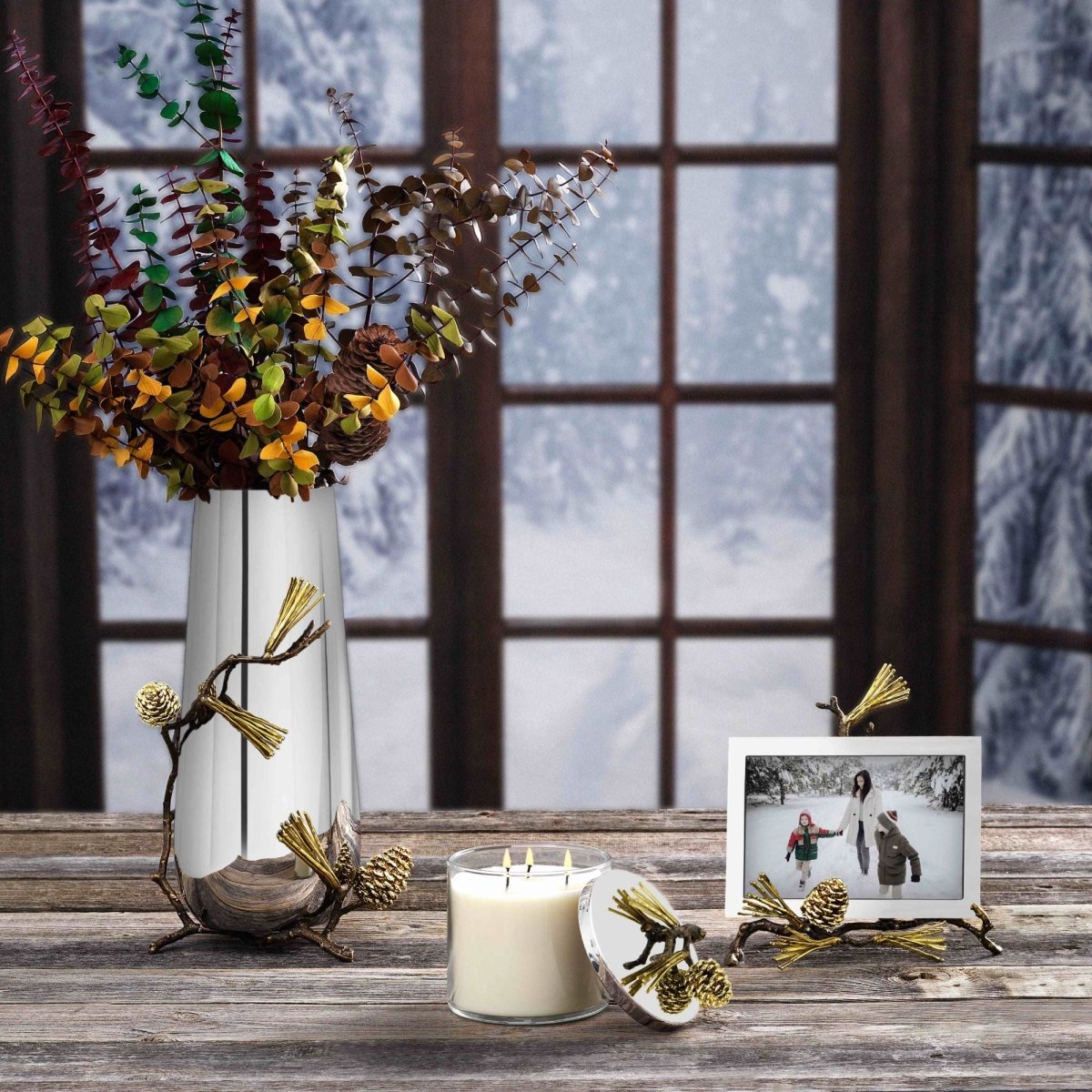Pine Cone Medium Vase - Natural Decorative Ceramic Flower Vase for Home Decor, Wedding Centerpiece, Fall Table Decorations