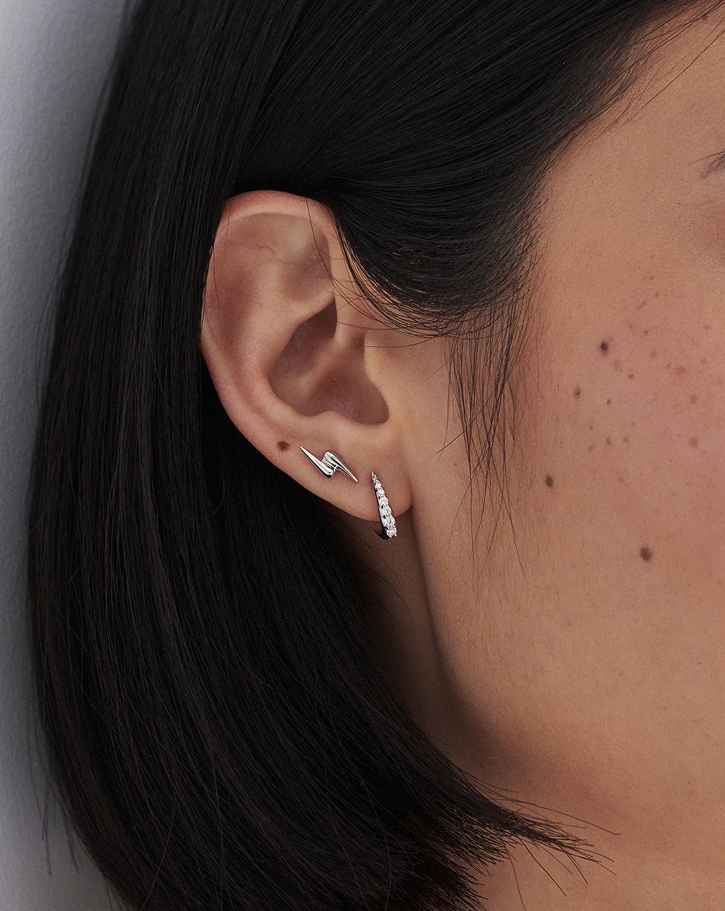 Sterling Silver Claw Huggie Earrings with Pavé Crystals - Elegant & Dainty Hoops for Everyday Wear, Parties & Special Occasions