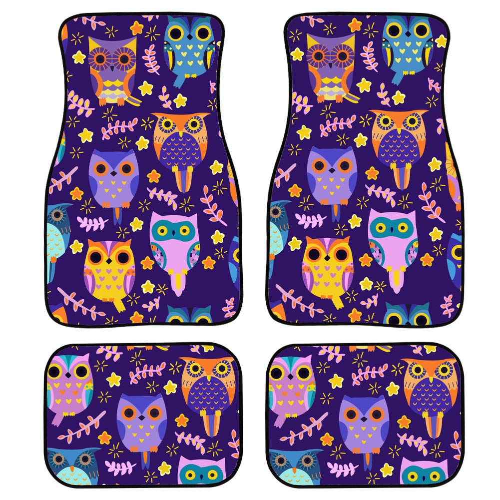 Universal 4-Piece Owl Anime Car Floor Mats for Sedan SUV Truck - Waterproof & Durable