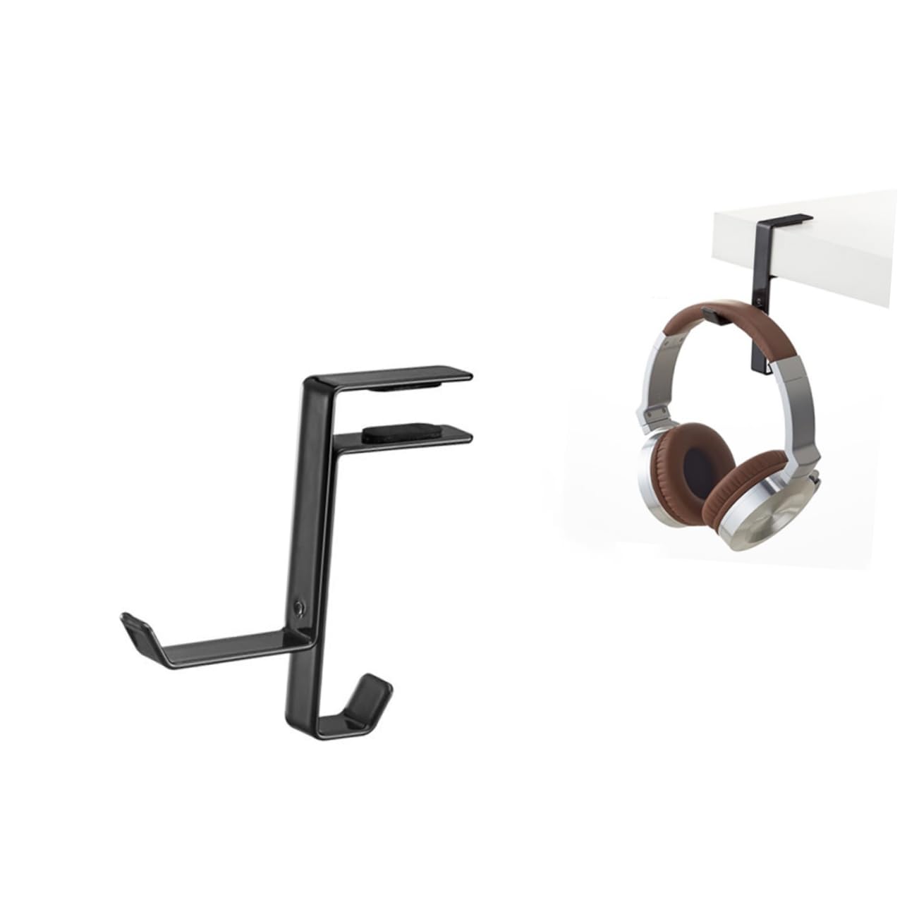 3-Piece Metal Headset Shelf Rack - Space-Saving Headphone Holder & Earphone Stand for Desk Mount, Wall Mount, or Closet Organization - Perfect for Gaming, Office, and Home Use