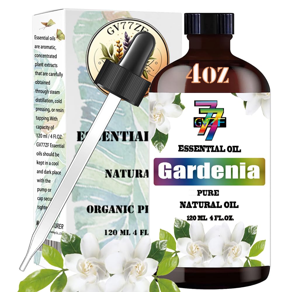 Pure Gardenia Essential Oil - 4 oz (120ml) Natural Aromatherapy Oil for Diffusers, Humidifiers, Bath & Massage | Relaxing Scent for Yoga, Spa, DIY Soaps & Candles | Home Fragrance & Cleaning Solution