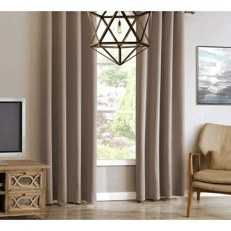 Jason Modern Plain Blackout Curtains in Beige - Thermal Insulated Room Darkening Drapes for Bedroom & Living Room