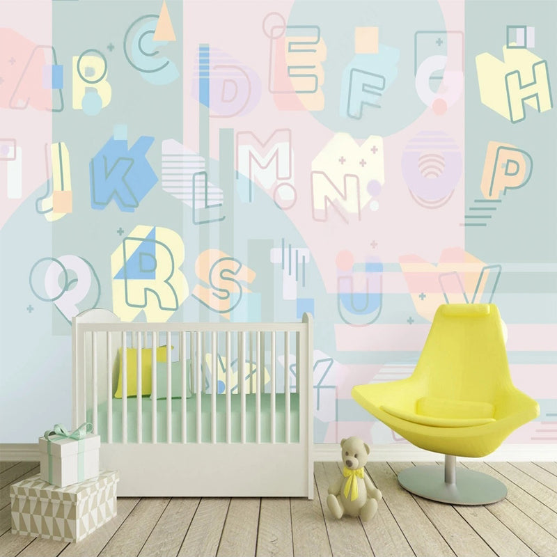 Educational Nursery Wallpaper for Kids - Alphabet ABCD Learning Decor for Toddlers & Preschoolers - Perfect for Bedrooms, Playrooms & Classrooms