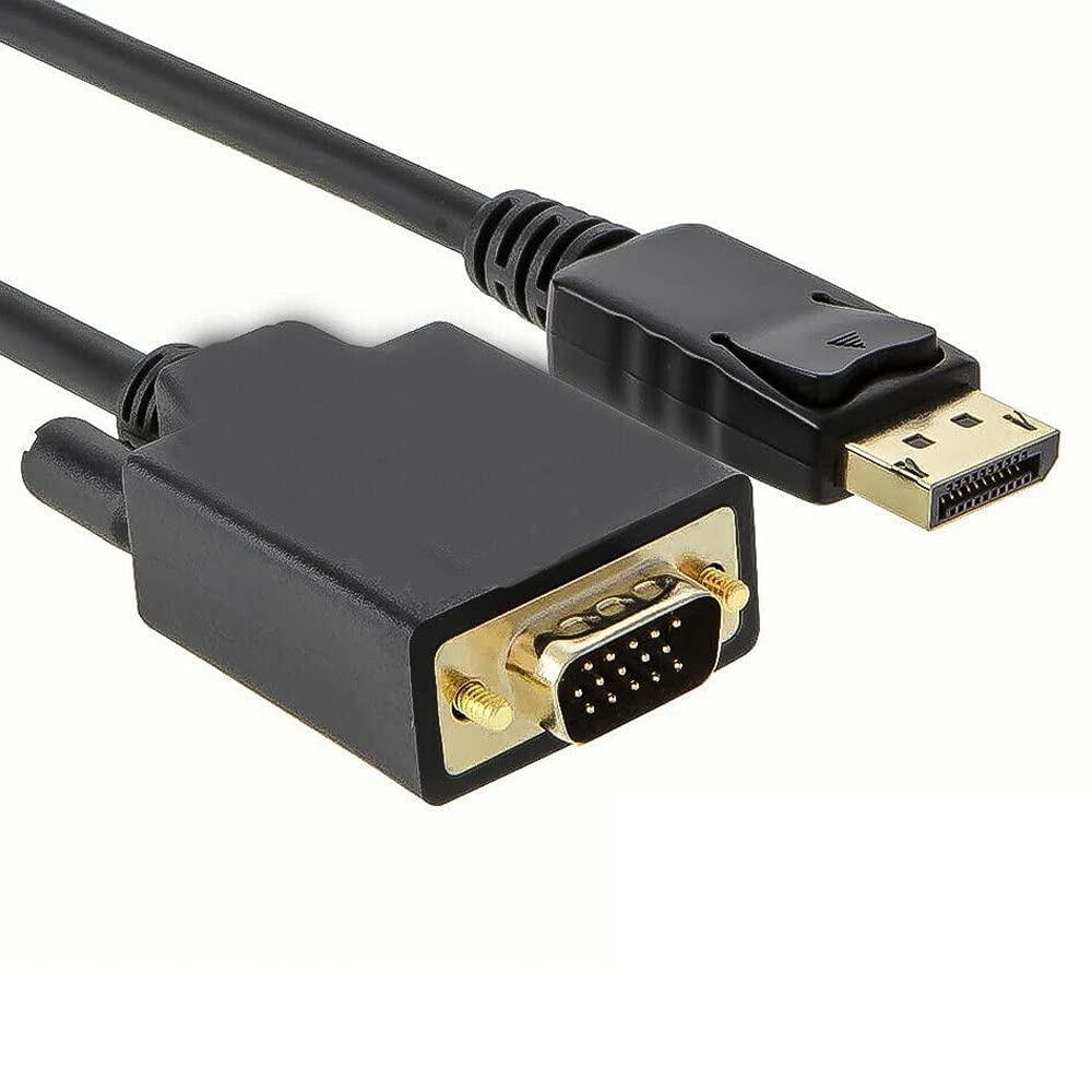 axGear 6Ft DisplayPort to VGA Cable - DP Male to VGA Male Adapter - 1080P Full HD Resolution - Compatible with Laptop, PC, Monitor - Perfect for Home Office, Gaming & Multimedia Setup