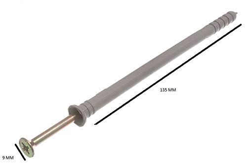 200-Pack Heavy Duty Nylon Hammer-In Frame Fixings Rawl Plugs & Screws 8x135mm for Masonry, Concrete & Brick - Secure Shelves, Cabinets & Fixtures