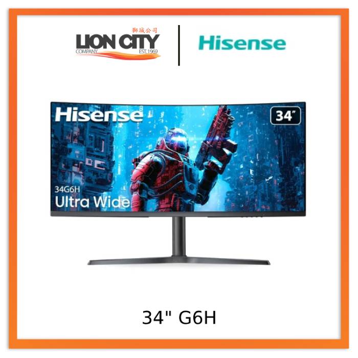 Hisense 34G6H 34-Inch UltraWide Curved Gaming Monitor 144Hz QHD Display - Perfect for PC Gaming, Home Office & Multi-Tasking Workspace