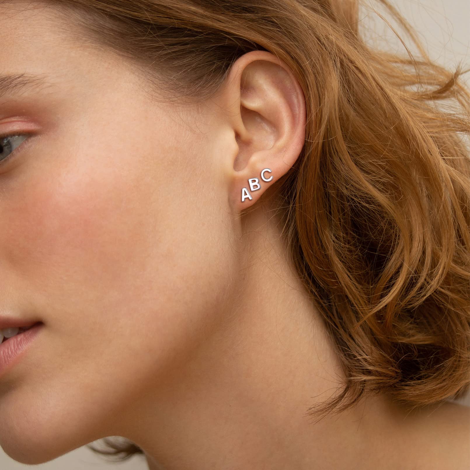 Hypoallergenic 925 Sterling Silver Initial Letter Stud Earrings for Women - Tiny A-Z Alphabet Ear Studs for Sensitive Ears with Gift Box | Perfect for Everyday Wear, Gifts & Special Occasions