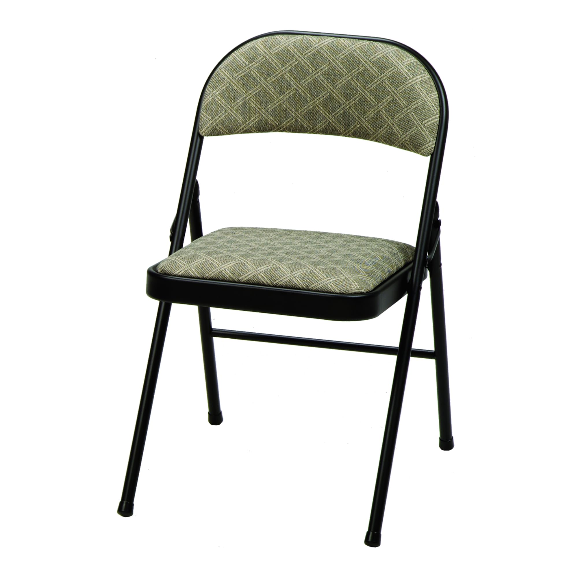 MECO 4 Pack Padded Folding Chairs with Cushioned Zuni Fabric - Foldable Comfortable Seating for Indoor & Outdoor Use - Black Lace Design - Perfect for Parties, Camping, and Home Decor