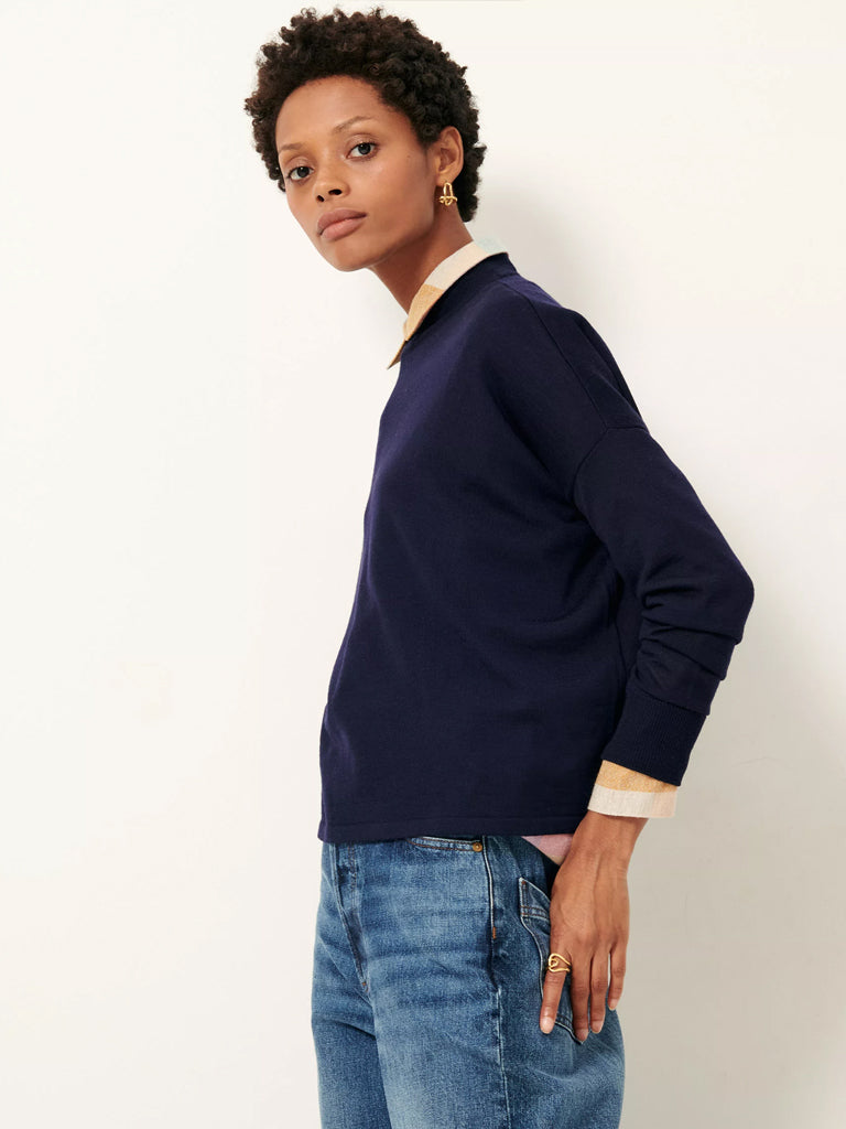 Sessun Massa Navy Blue Sweater for Women - Cozy Knit Pullover for Fall & Winter - Perfect for Casual Outfits and Layering