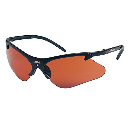Smith & Wesson Code 4 Safety Glasses (19832) - Black Frame with Copper Blue Shield Lens - 12 Pairs/Case - ANSI Z87.1 Certified for Construction, Shooting & Outdoor Work Protection