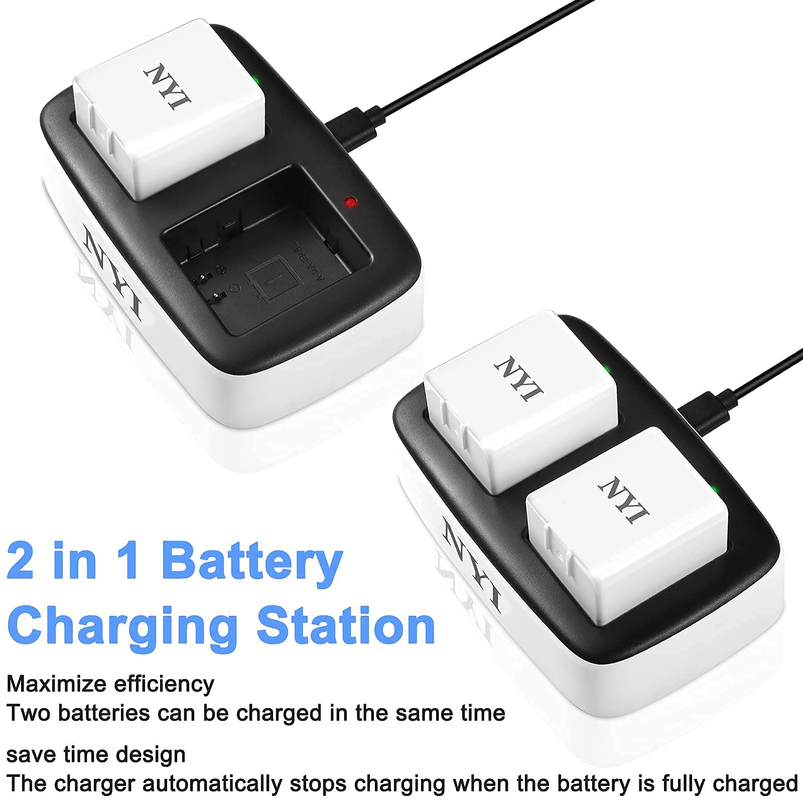 Upgraded 2560mAh 7.2V Rechargeable Lithium Battery Pack with Charger - Compatible with Arlo Pro & Arlo Pro 2 Security Cameras - 2 Batteries & Charger Set for Home Surveillance System