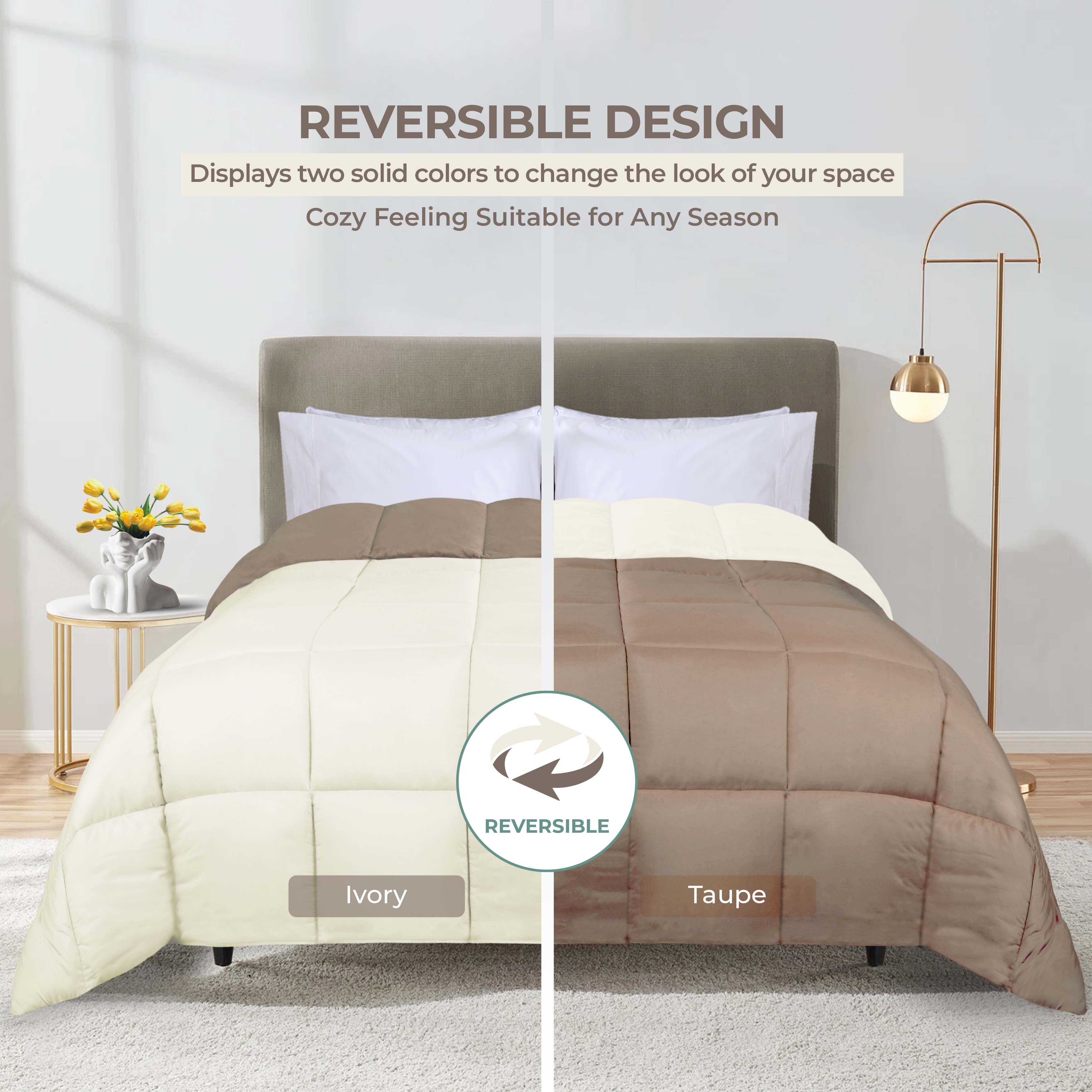 Luxury Brushed Microfiber Reversible Comforter Set - Ultra Soft Bedding for All Seasons - Perfect for Master Bedroom, Guest Room & Dormitory
