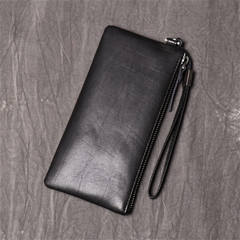 LEIGE Slim Leather Wallet for Men & Women - RFID Blocking Multi-Card Holder with Phone Pocket - Soft Genuine Leather Thin Bifold Wallet (20 x 10 x 1cm) - Perfect for Travel, Business & Everyday Use