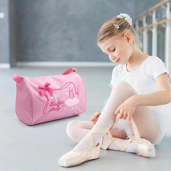 Kuuleyn Large Capacity Adjustable Ballet Dance Bag for Girls - Embroidered Backpack for Classical Dance, Ballet Class & Performance | Perfect for Dance School, Recitals & Travel