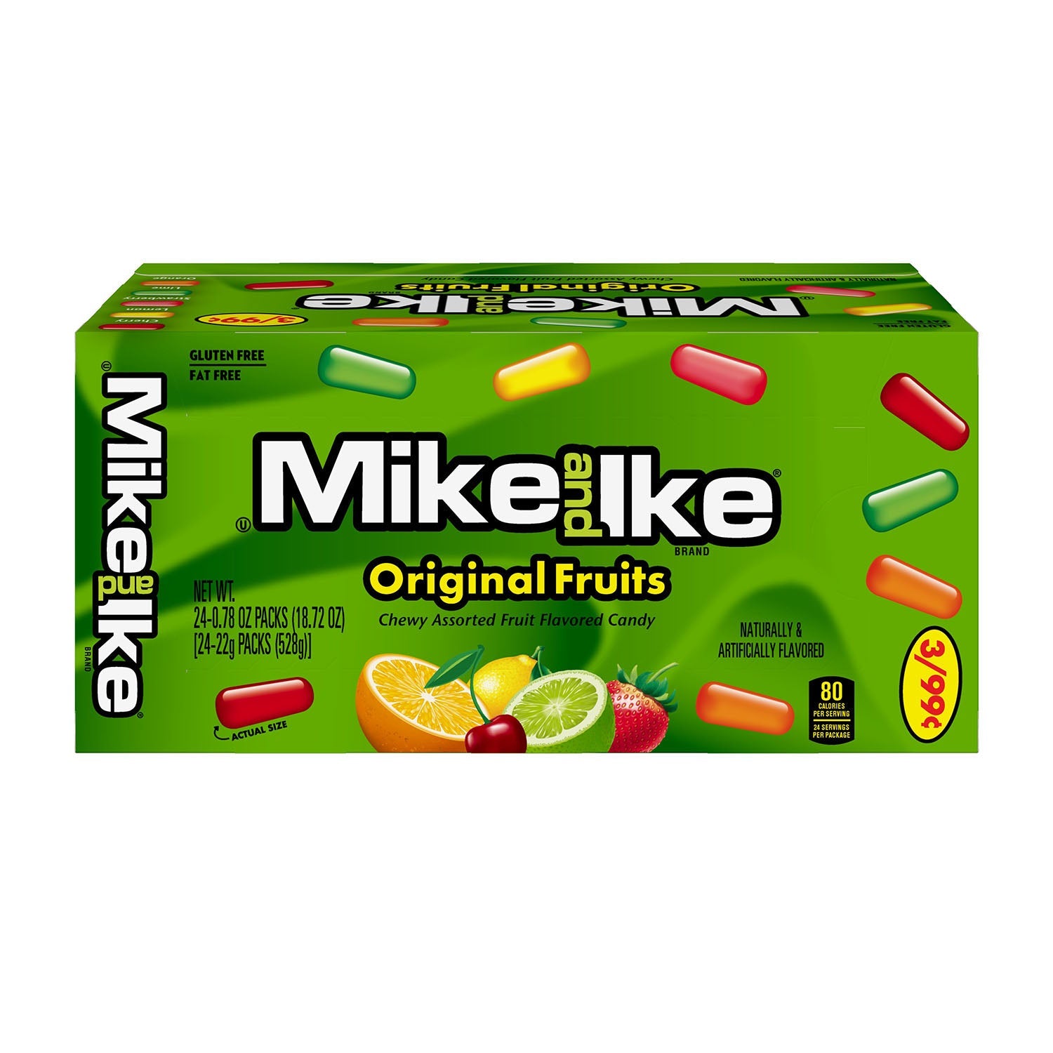 Just Born Mike & Ike Original Fruit Flavored Candy - 24 Count Box | Bulk Candy for Parties, Movie Nights & Office Snacks
