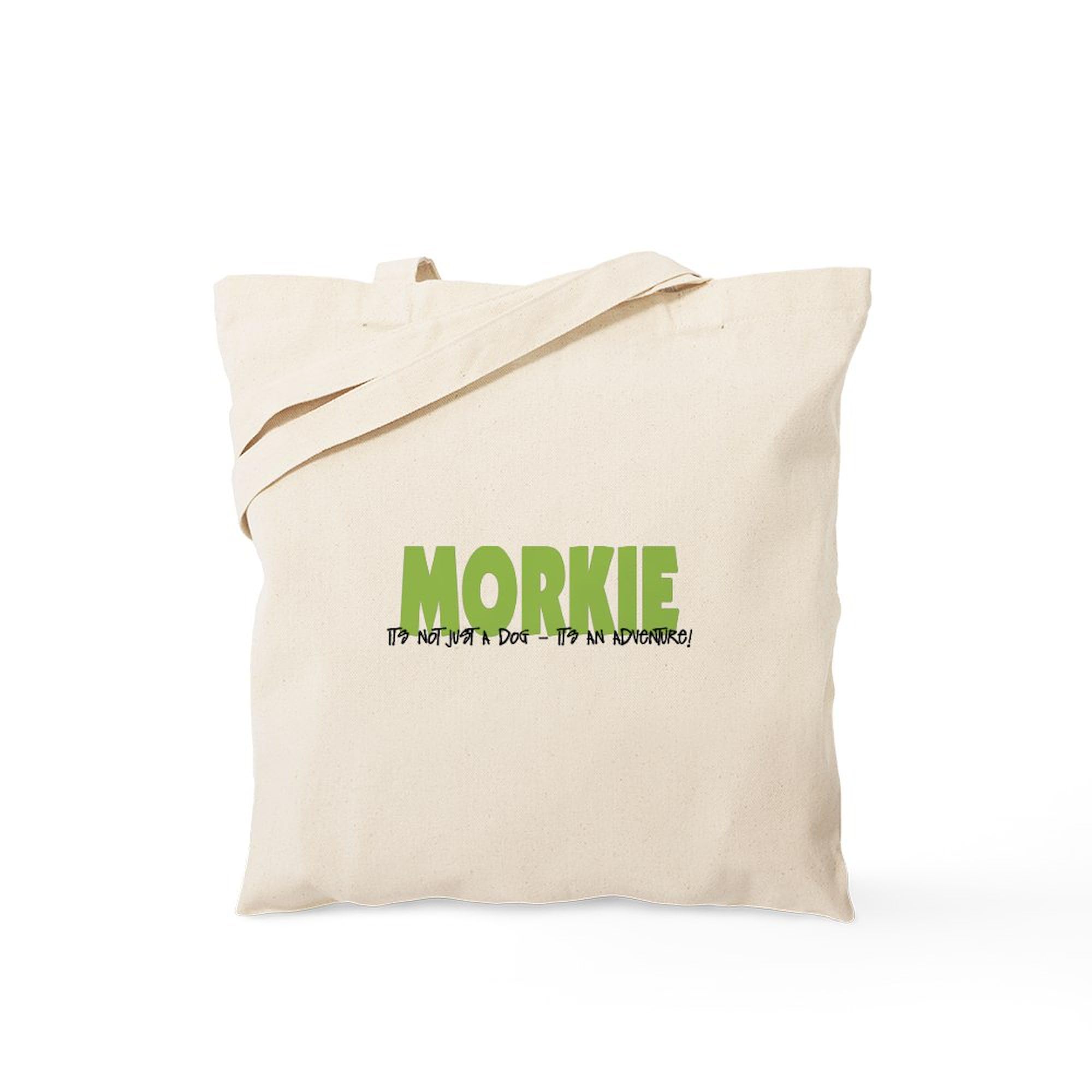 **Morkie Adventure Tote Bag - Natural Canvas Reusable Shopping Bag for Groceries, Beach, Travel & Daily Use**