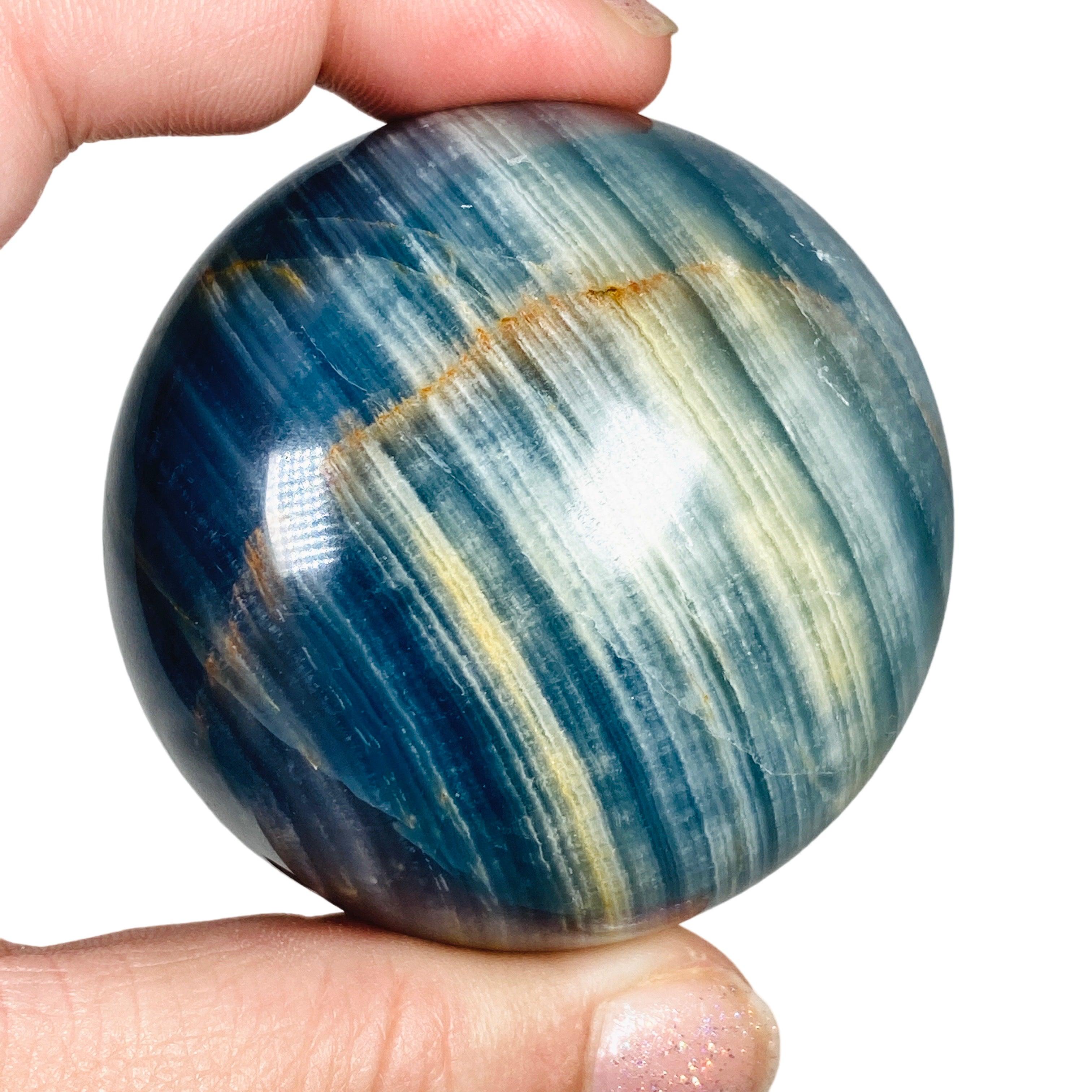 Natural Blue Onyx Sphere BXS 02 - Healing Crystal for Meditation, Yoga, and Home Decor - Perfect for Energy Work, Chakra Balancing & Spiritual Gifts