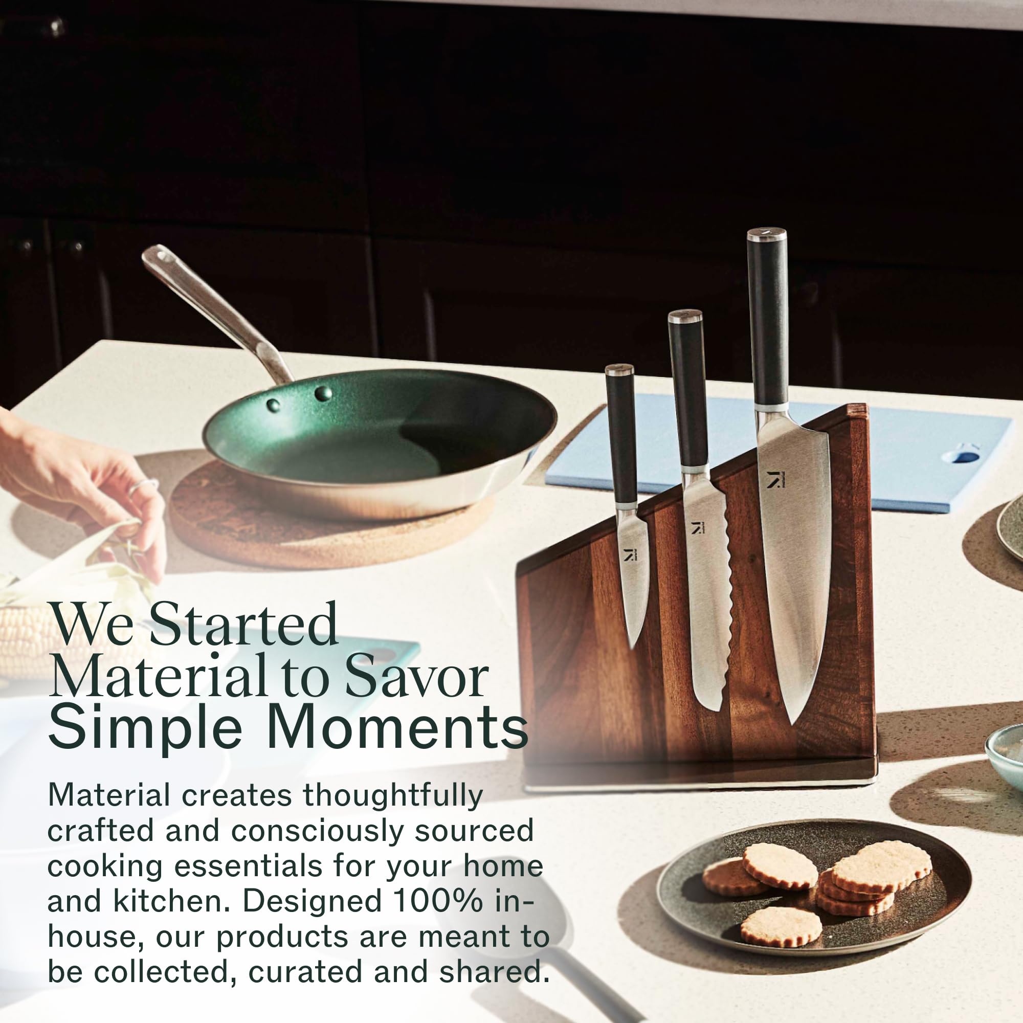 Premium Magnetic Wooden Knife Stand - Modern Walnut Knife Block Holder for Safe Storage & Display - Fits 10 Knives - Perfect for Kitchen Countertop & Chef's Knife Organization