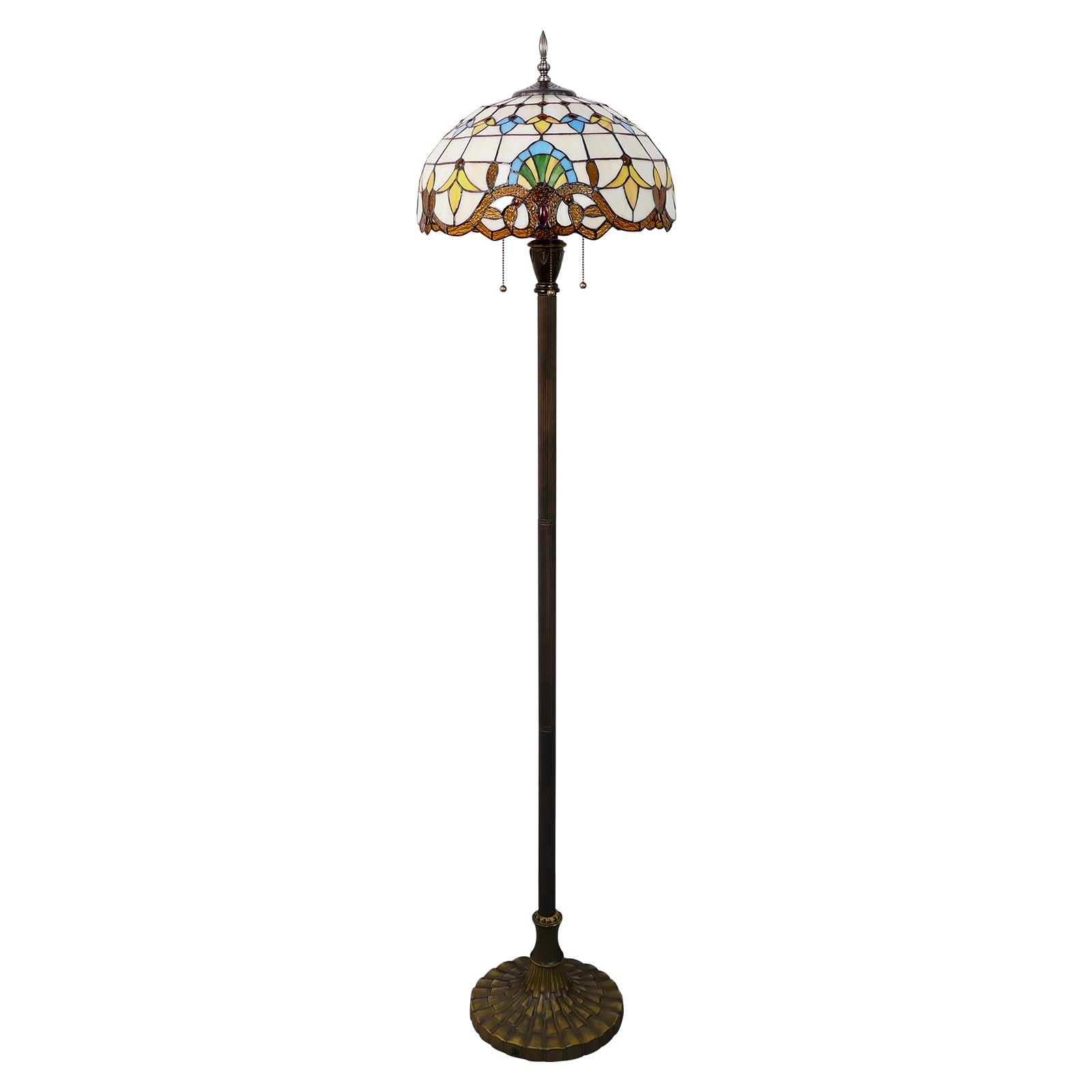 Tiffany Floor Lamp - 3-Light Baroque Stained Glass Standing Lamp for Living Room, Bedroom & Office Decor