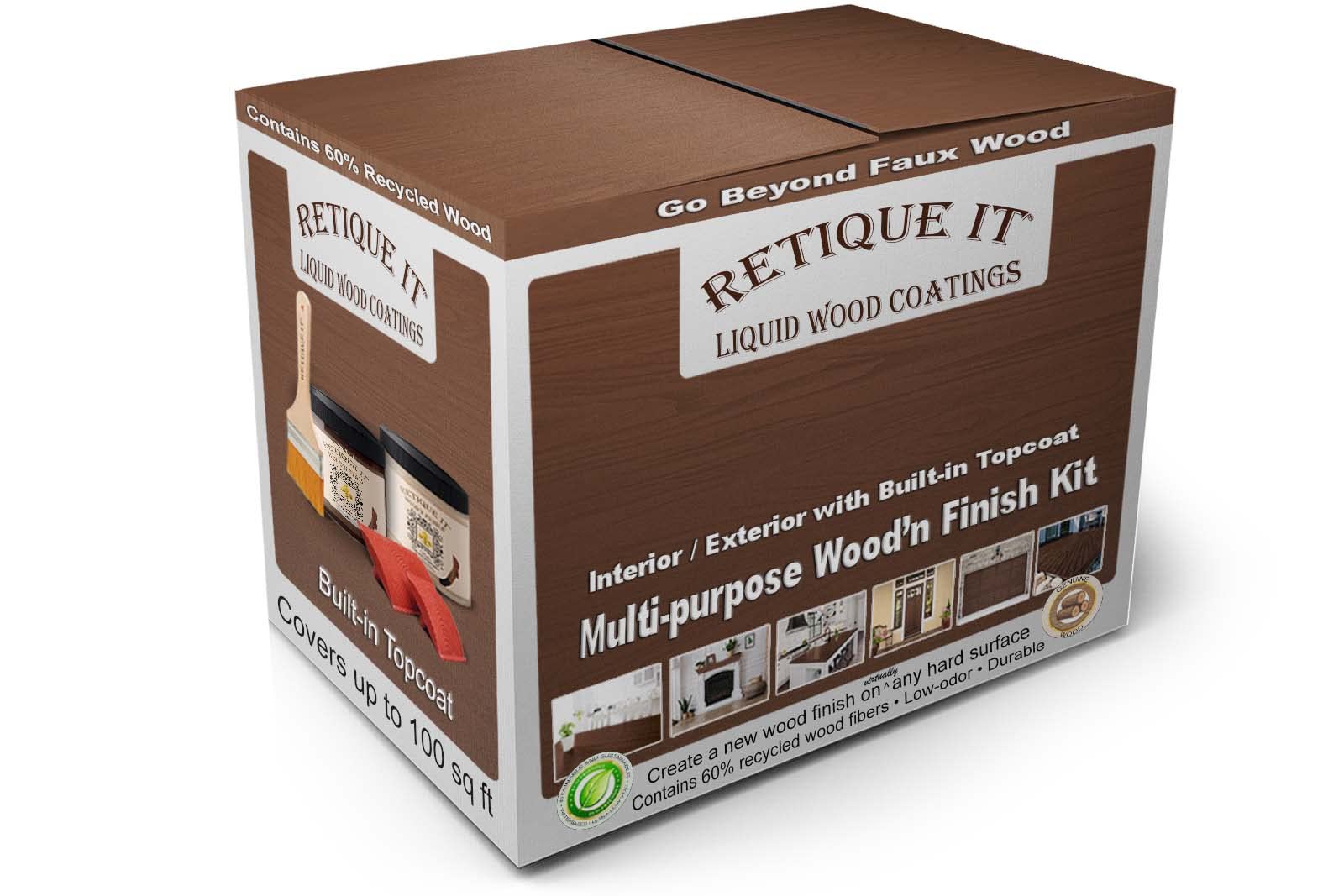 Gel Stain Liquid Wood Kit 32 oz - Perfect for Chalk Paint, Milk Paint & Cabinet Paint - Faux Wood Finish Stain - Ideal for Furniture, Cabinets & DIY Wood Projects (Java Color)