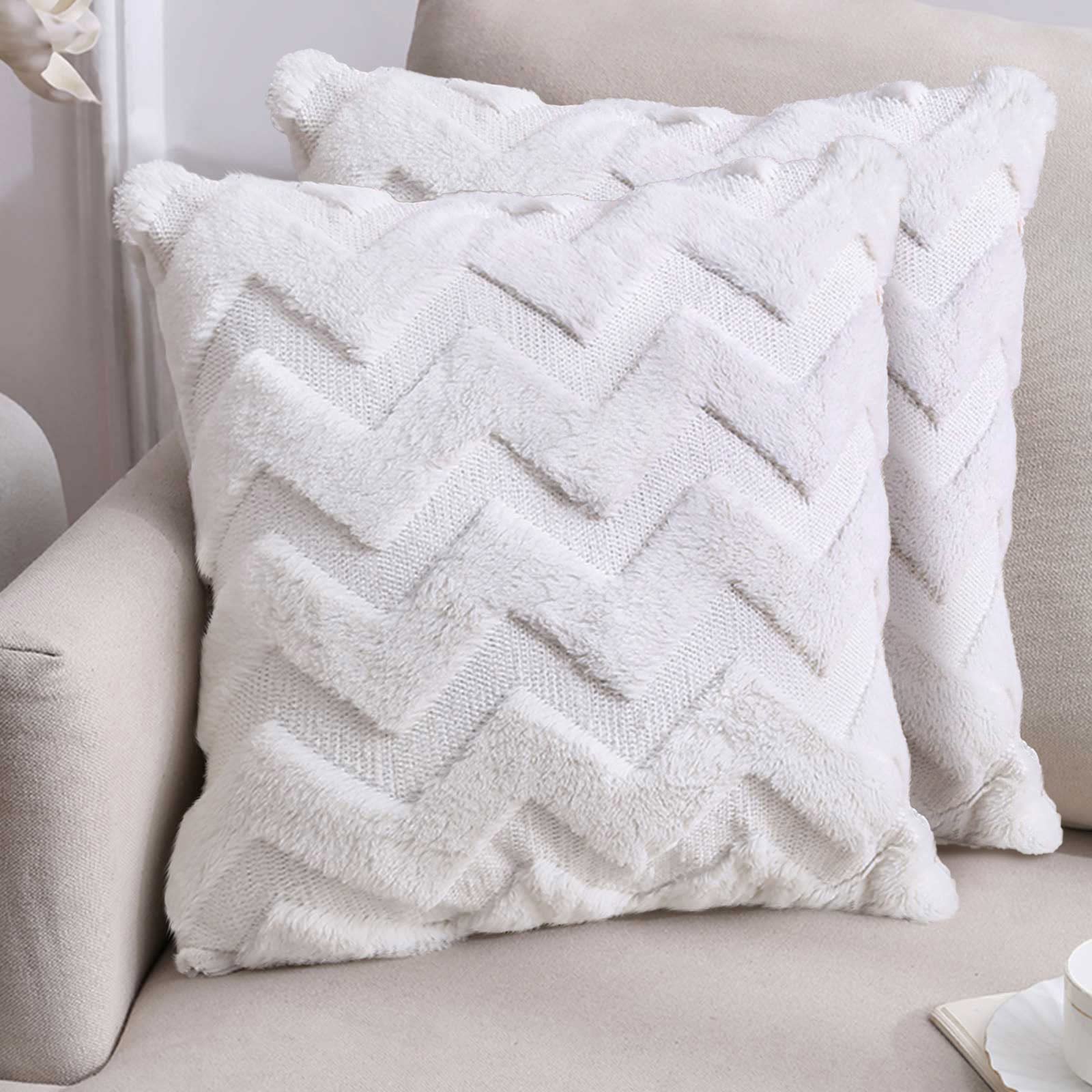 UNEEI 18x18 Inch Throw Pillow Covers Pack of 2 - Decorative Square Pillow Protectors with Hidden Zipper for Sofa, Couch, Bed & Chair - Perfect for Living Room, Bedroom & Home Decor