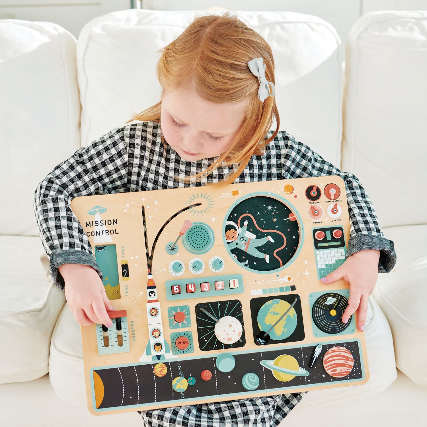 Tender Leaf Toys Wooden Space Station Playset - Inter-Galactic Mission Rocket Dashboard Activities for Kids Age 3+ | STEM Learning Toy for Preschoolers | Perfect for Imaginative Play, Space-Themed Bedrooms & Homeschool Education