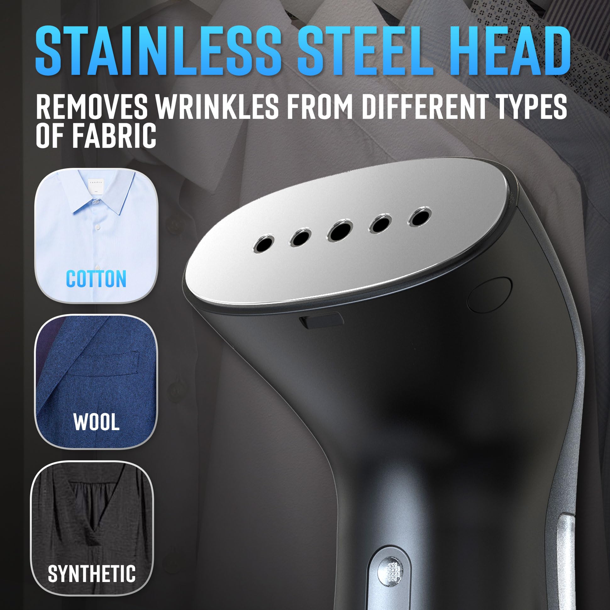 220V Handheld Portable Travel Garment Steamer for Europe - Fast 25s Heat Up, Metal Steam Head, Pump System - Mini Size Fabric Steamer for Clothes, Dresses, Suits & Home Use - Perfect for Travel, Office & Daily Wardrobe Care