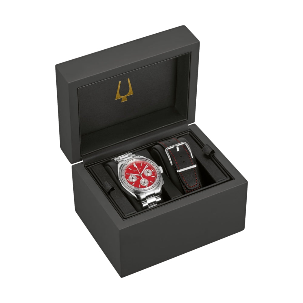 Bulova Lunar Pilot Blood Moon Chronograph Watch - 43.5mm Stainless Steel Case, Black Dial - Perfect for Space Enthusiasts & Collectors - Ideal for Aviation, Space-Themed Events & Special Occasions