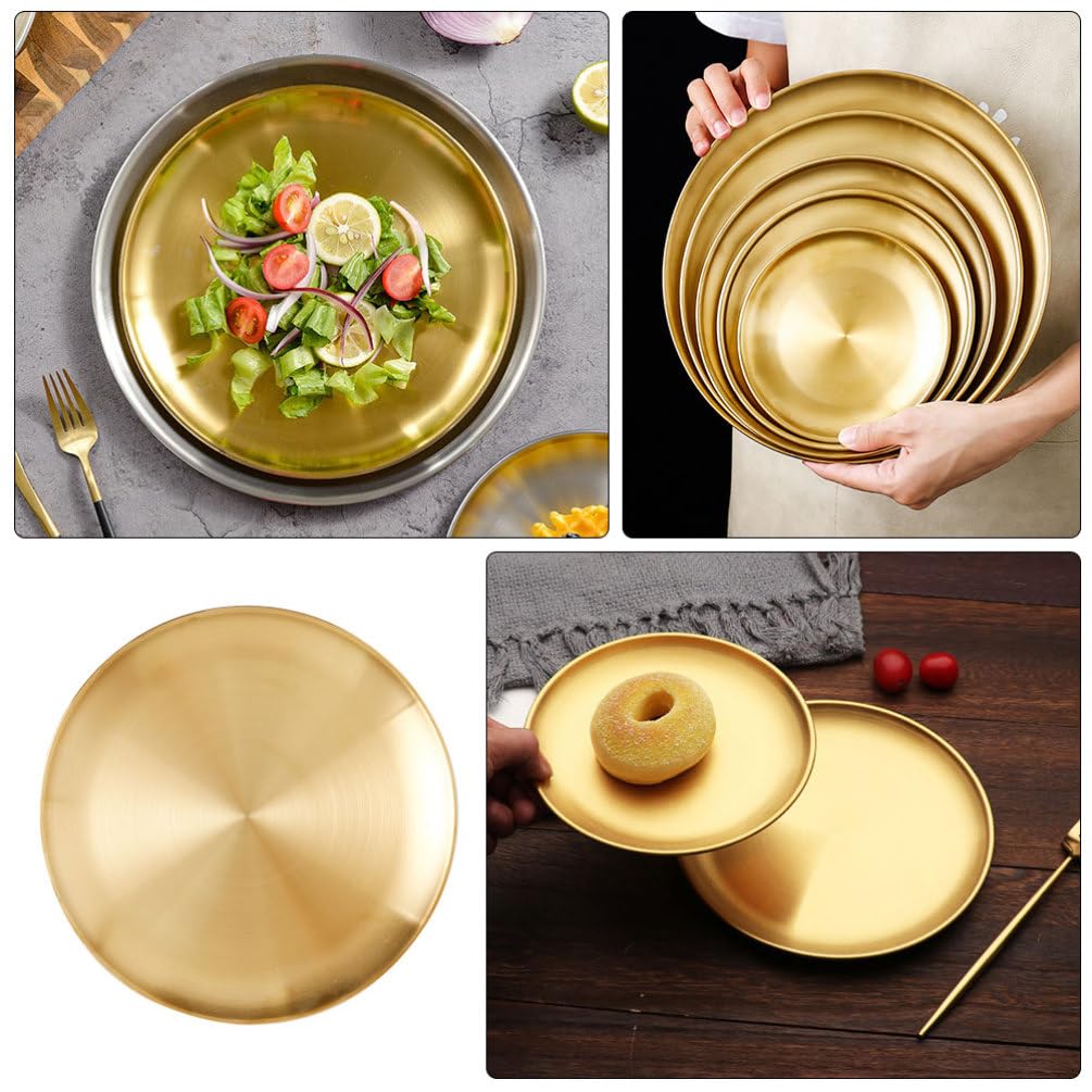 Stainless Steel Dinner Plates 23cm - BBQ & Salad Serving Trays for Parties