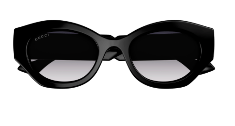 Gucci GG1553S 001 Black Crystal Grey Gradient Oversized Square Sunglasses for Women - Fashion Luxury Sunglasses for Summer, Beach, Driving & Outdoor Activities