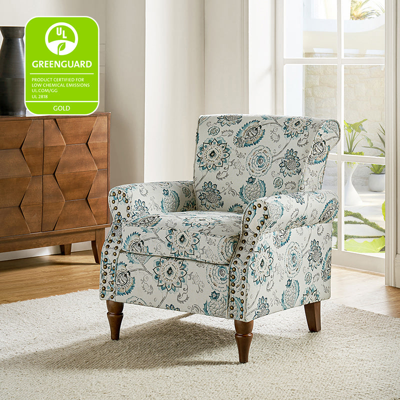 Artemisa Modern Floral Pattern Upholstered Armchair - Comfortable Living Room Accent Chair for Home Office & Lounge Decor